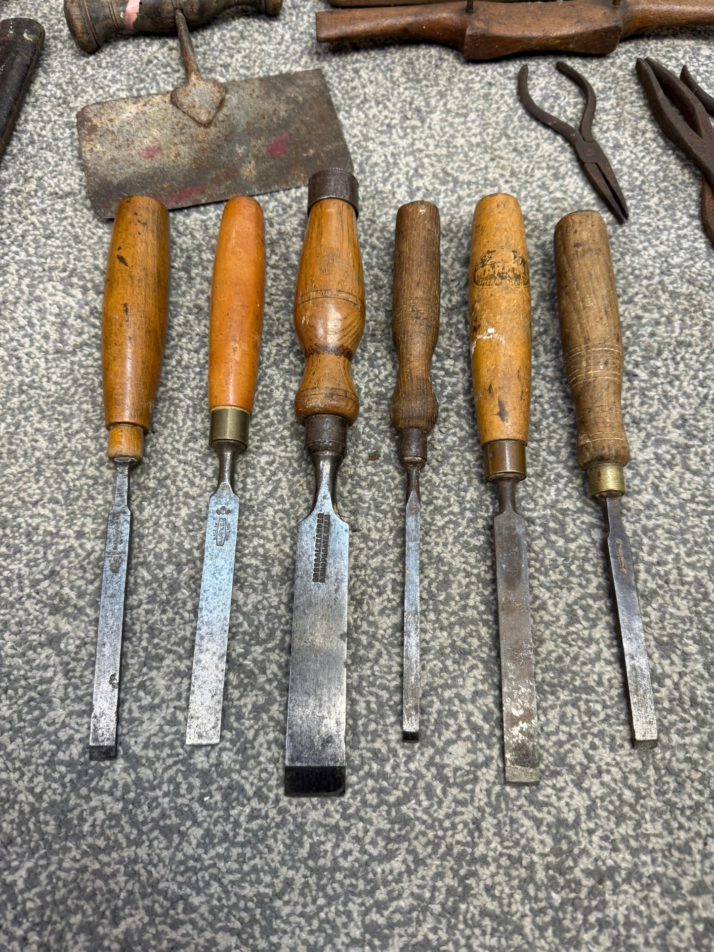 Vintage Woodwork Tool Job Lot Old Tools Chisels Mallet Planes Carpentry
