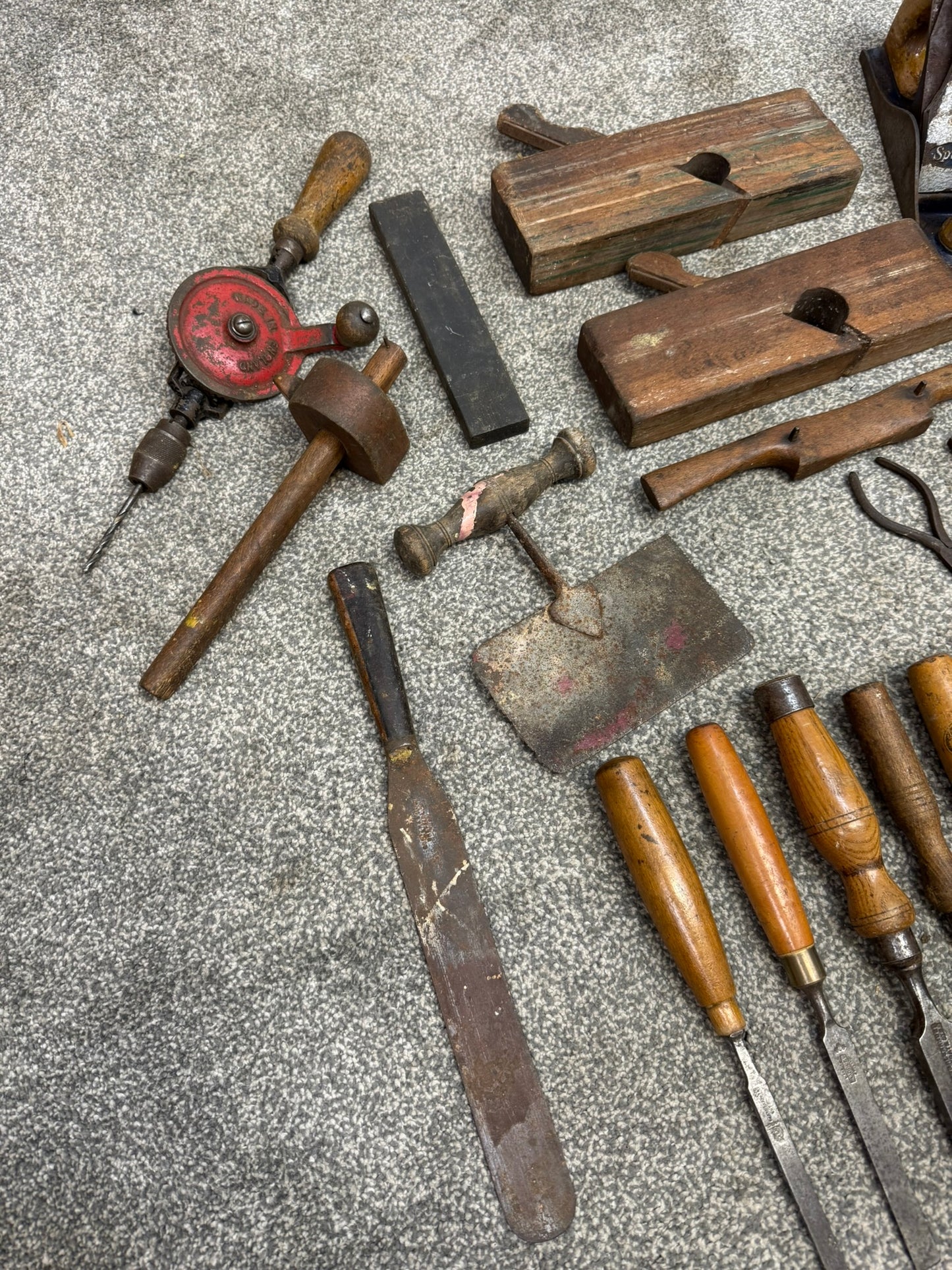 Vintage Woodwork Tool Job Lot Old Tools Chisels Mallet Planes Carpentry