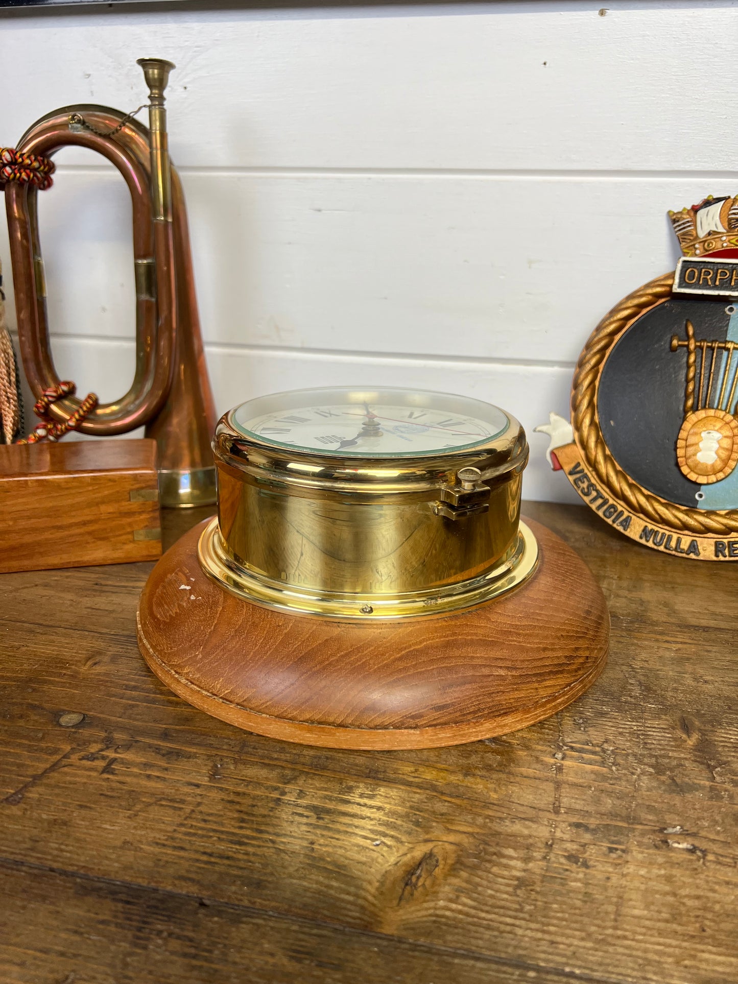Vintage Brass Ships Bells Clock Battle Of The Atlantic 50th Anniversary Sewills Liverpool