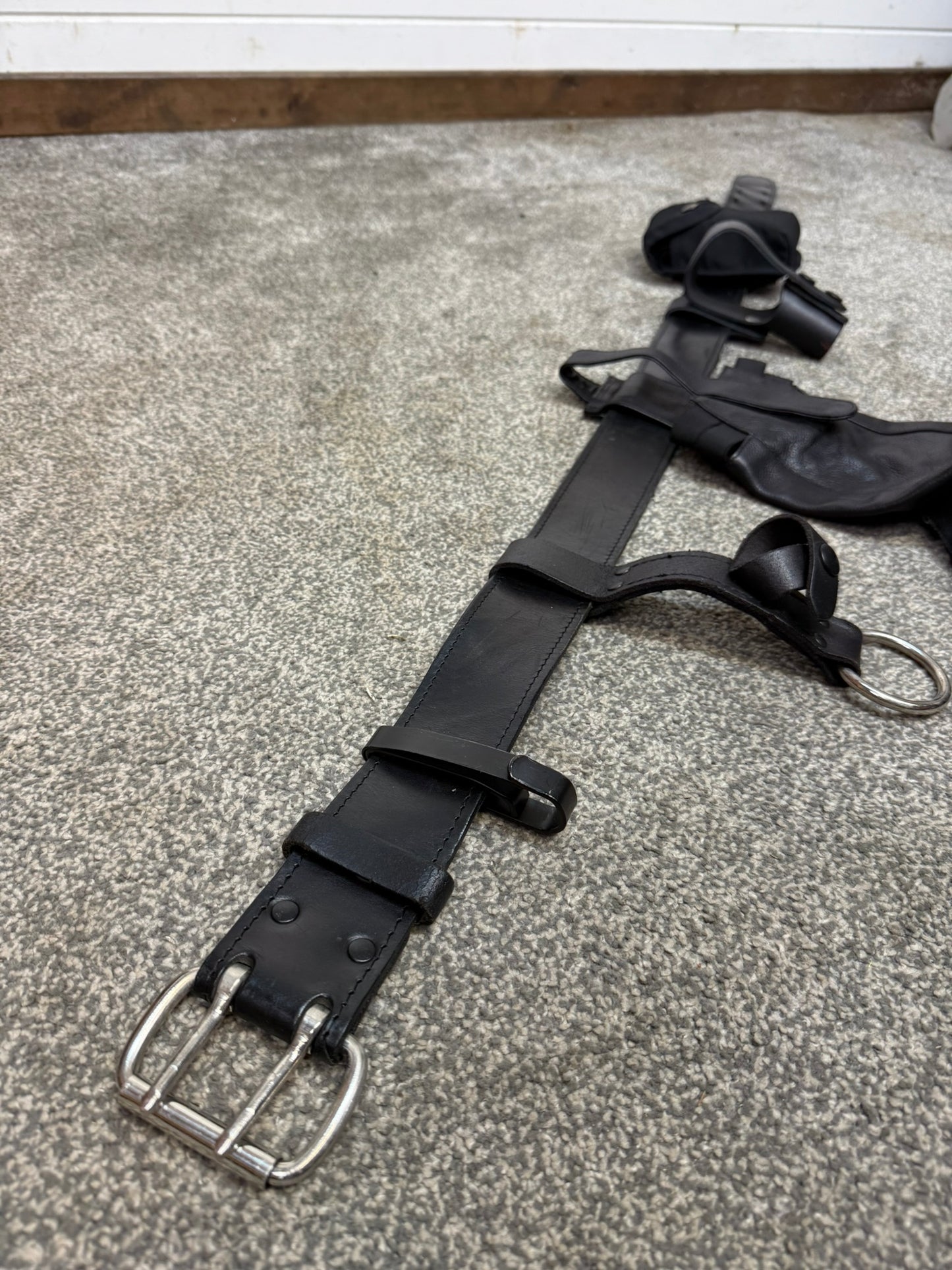 Ex Police Leather Belt & Pouches Fast Strap 42" Waist Security Tool Belt