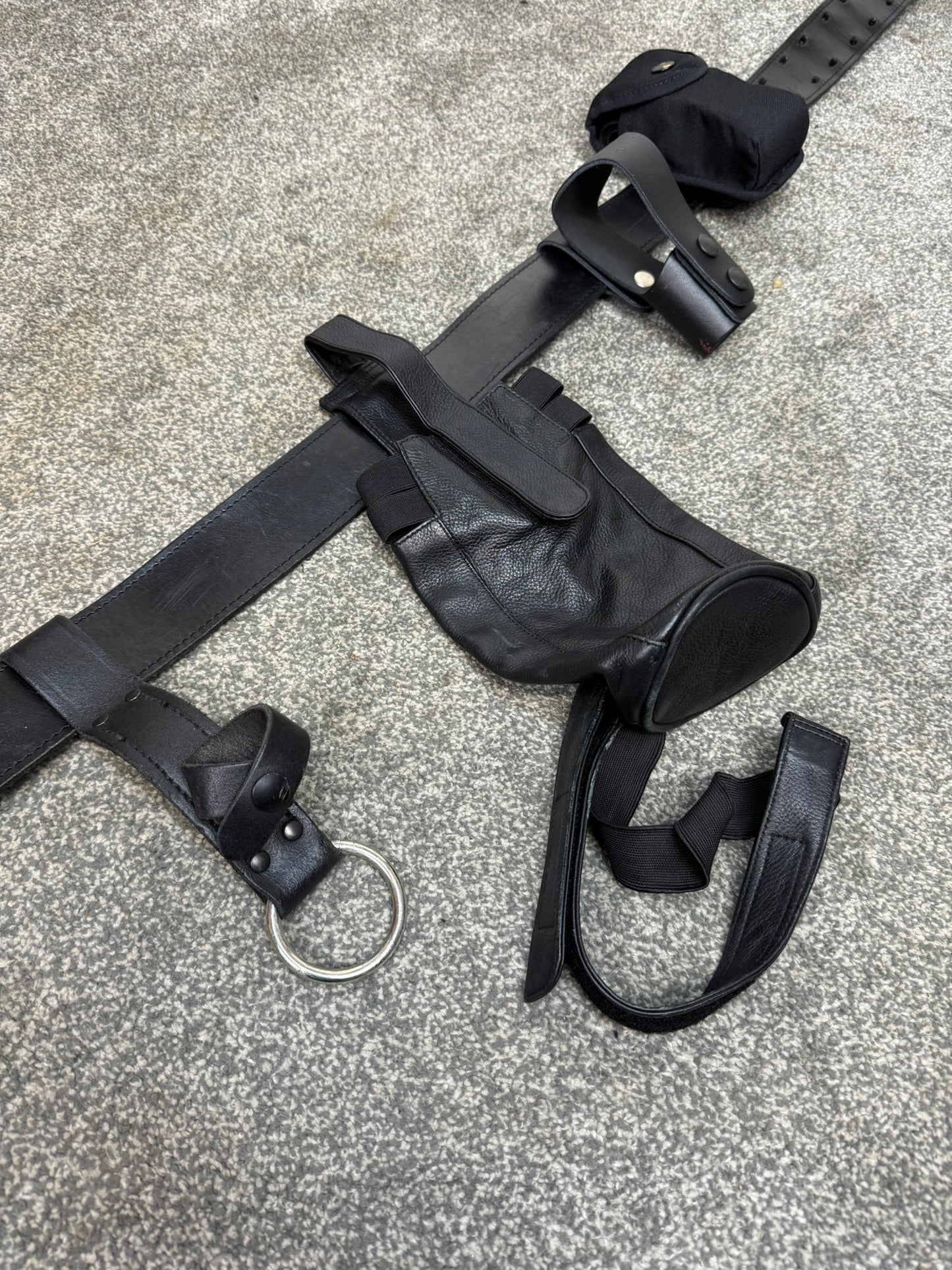Ex Police Leather Belt & Pouches Fast Strap 42" Waist Security Tool Belt