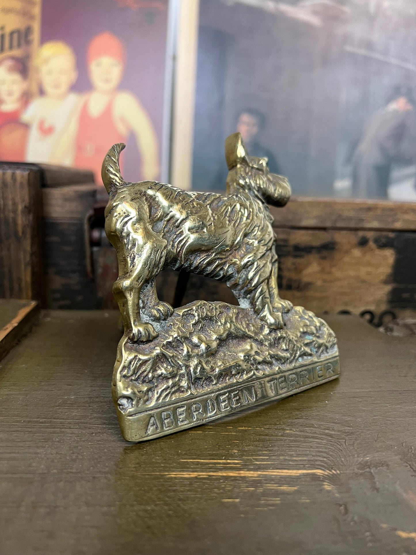 Vintage Brass Door Knocker Aberdeen Terrier Dog Country Farmhouse Door Knocker