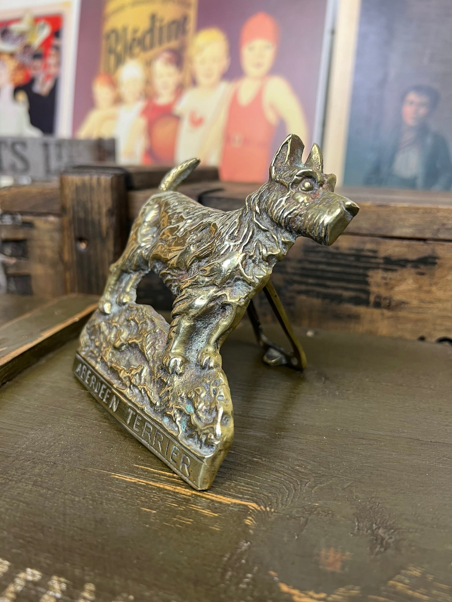 Vintage Brass Door Knocker Aberdeen Terrier Dog Country Farmhouse Door Knocker