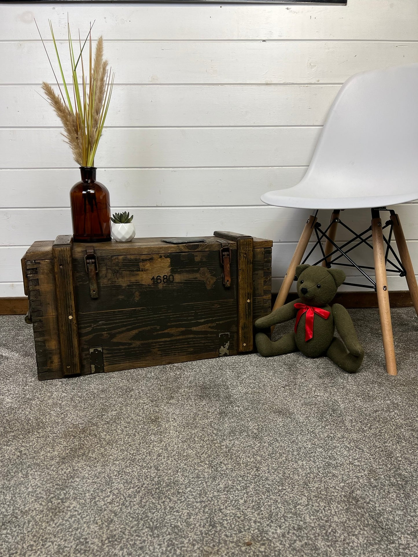 Wooden Ammo Chest Vintage Rustic Storage Blanket Box Industrial Trunk Coffee Table