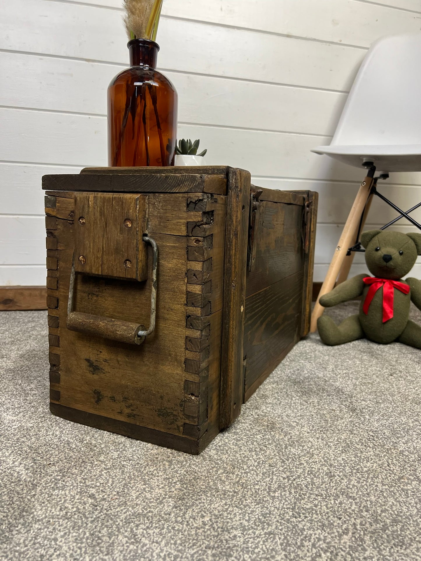 Wooden Ammo Chest Vintage Rustic Storage Blanket Box Industrial Trunk Coffee Table