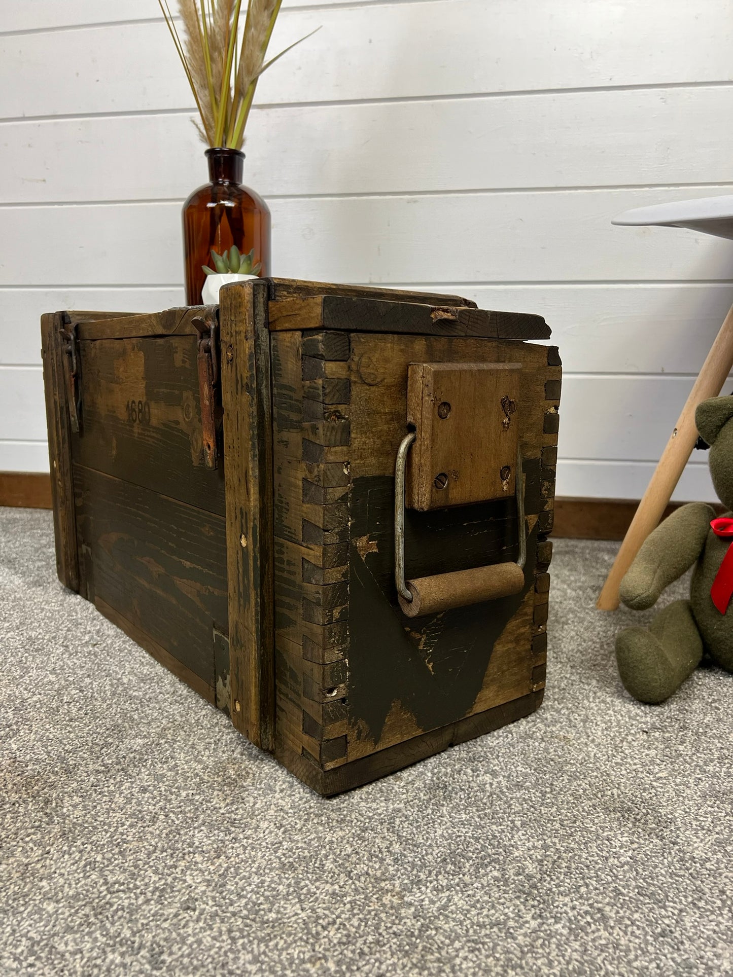 Wooden Ammo Chest Vintage Rustic Storage Blanket Box Industrial Trunk Coffee Table