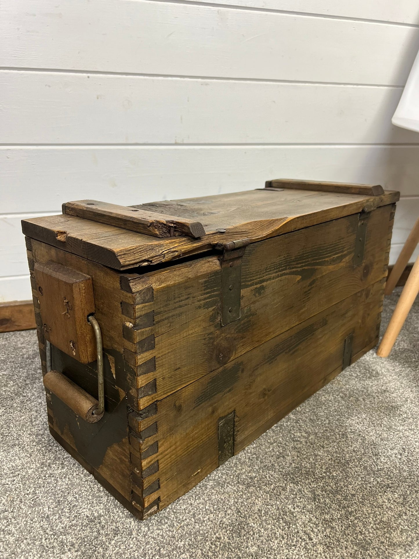 Wooden Ammo Chest Vintage Rustic Storage Blanket Box Industrial Trunk Coffee Table