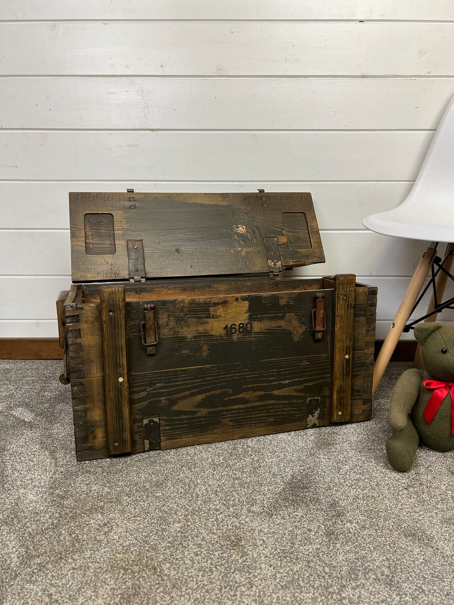 Wooden Ammo Chest Vintage Rustic Storage Blanket Box Industrial Trunk Coffee Table