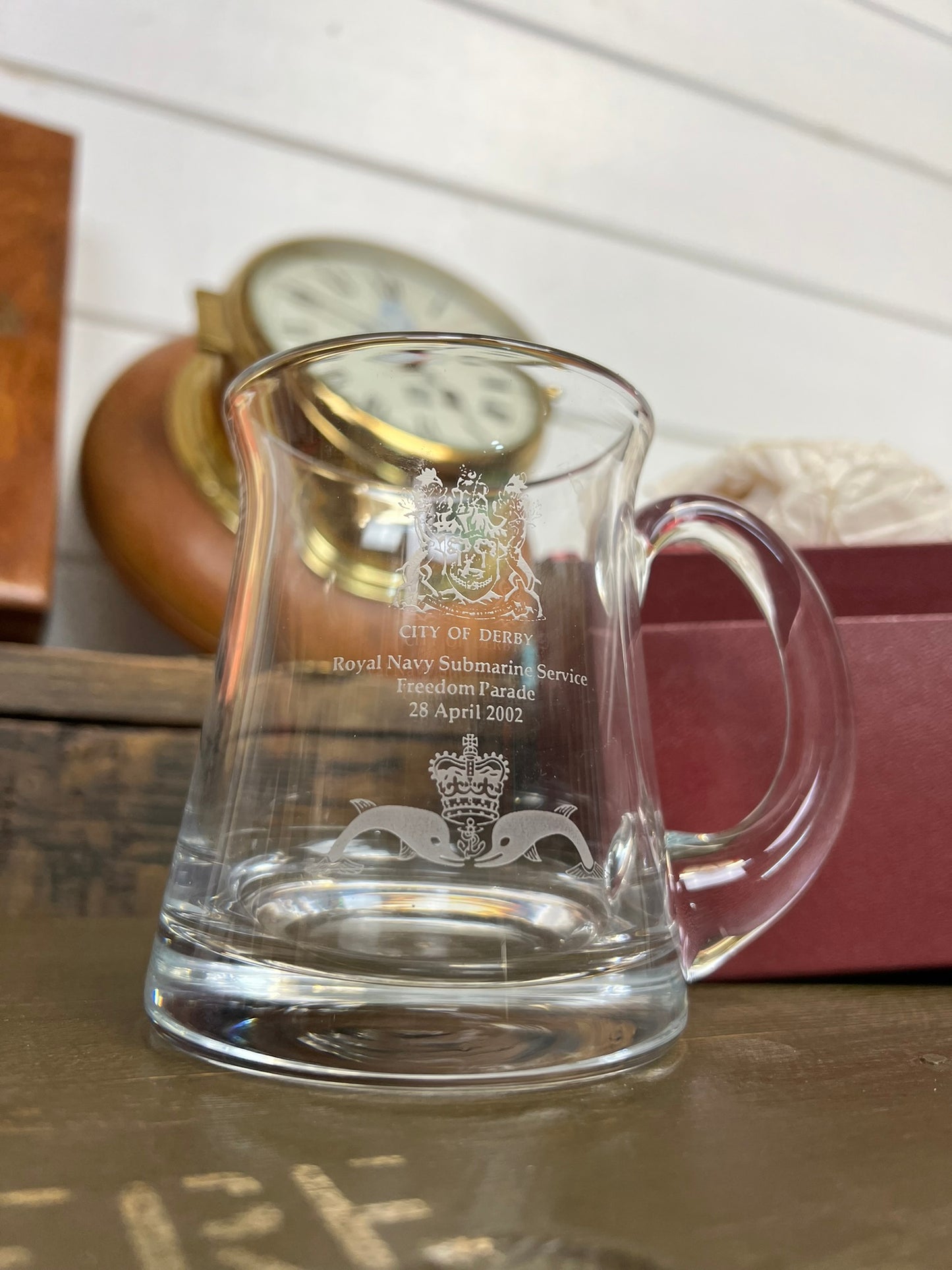 Vintage Royal Navy Submarine Service Freedom Parade 2002 Engraved Glass Tankard