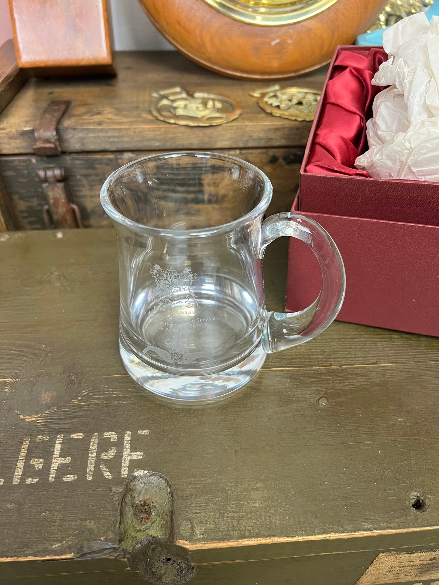 Vintage Royal Navy Submarine Service Freedom Parade 2002 Engraved Glass Tankard