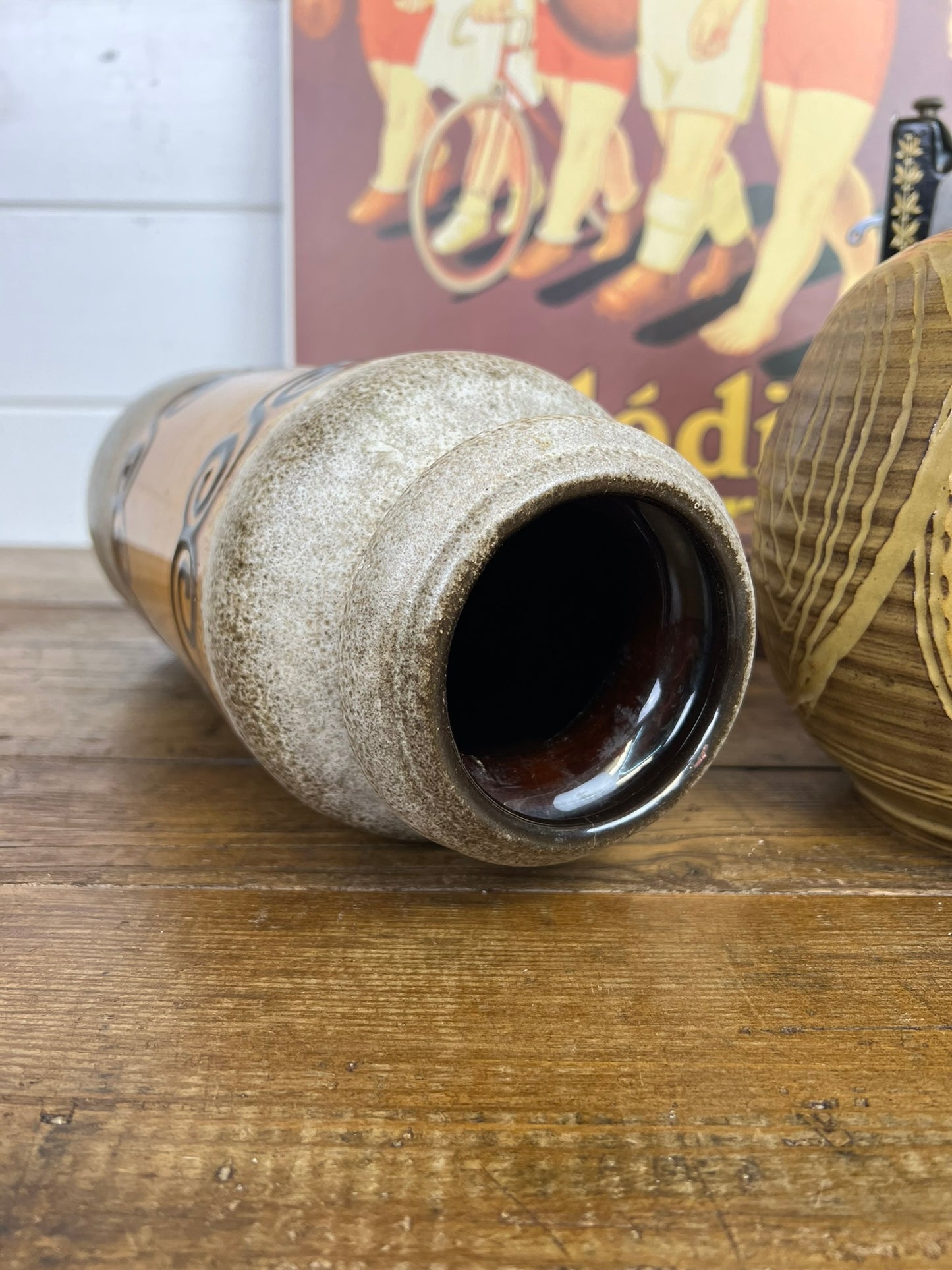 2x Vintage Mid Century West German Pottery Vase Boho Art Deco Interior