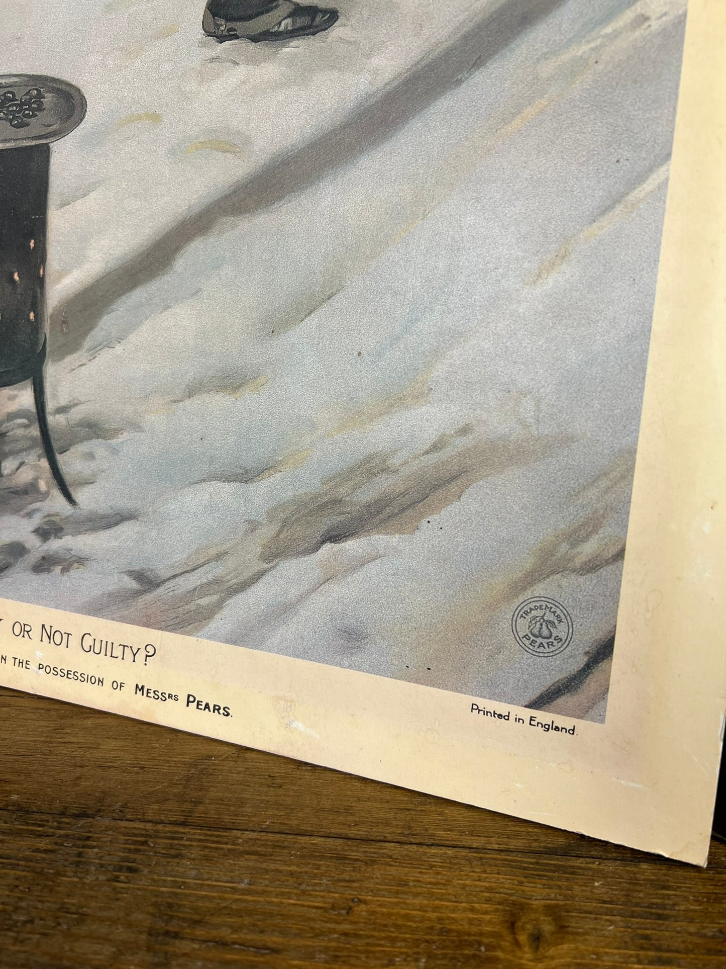 Vintage Pears Soap Advertisement Card Poster "The Snowball Guilty or Not Guilty" Vintage Art Nouveau Decor