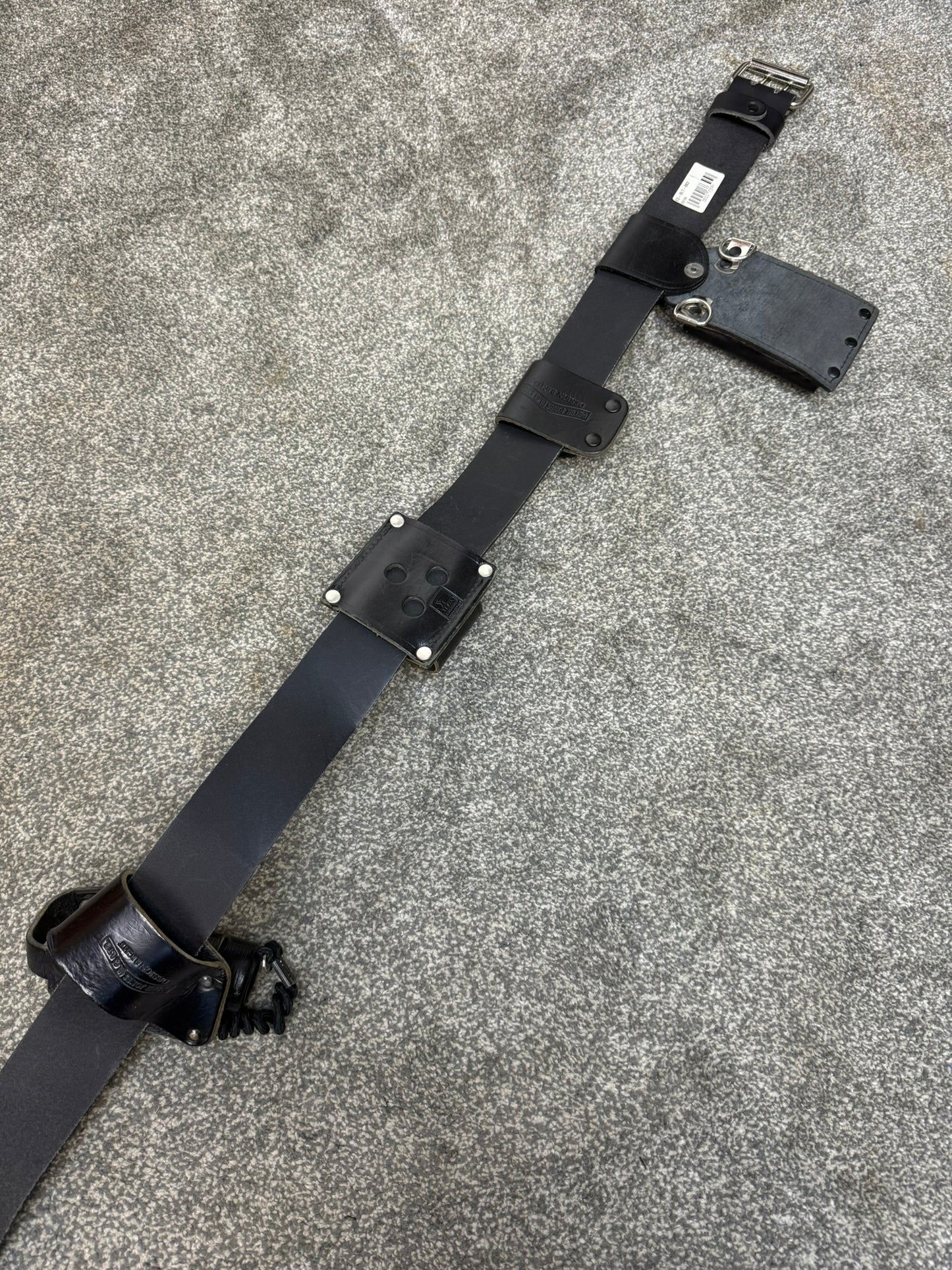 Ex Police Leather Belt & Pouches Cuff Radio Pouch 47" Waist Security Belt