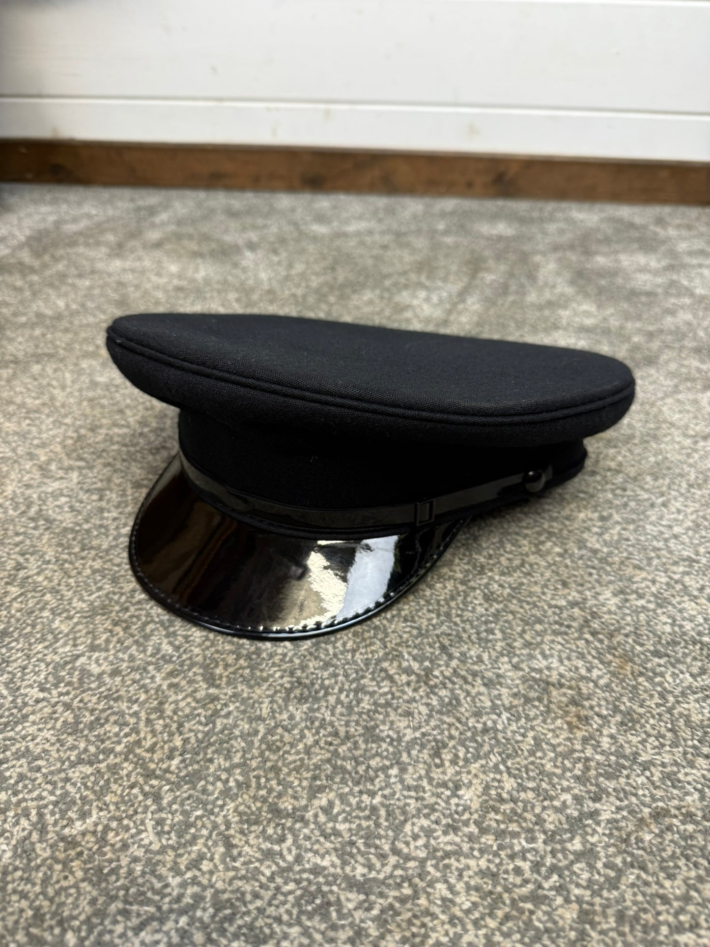 Ex Police Black Peak Cap 60cm Genuine Issue Chauffeur Fancy Dress Film Prop Collectible
