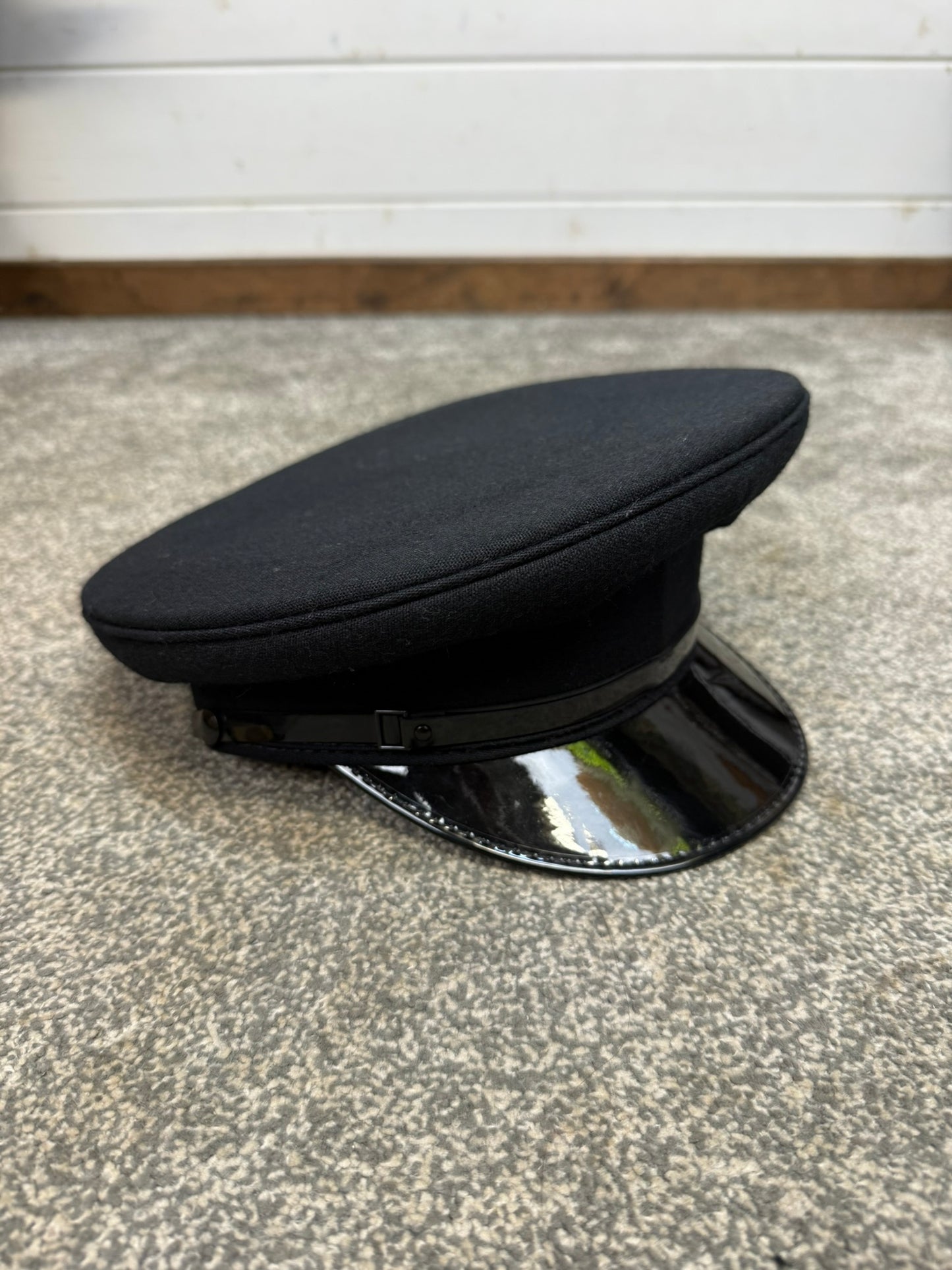 Ex Police Black Peak Cap 60cm Genuine Issue Chauffeur Fancy Dress Film Prop Collectible