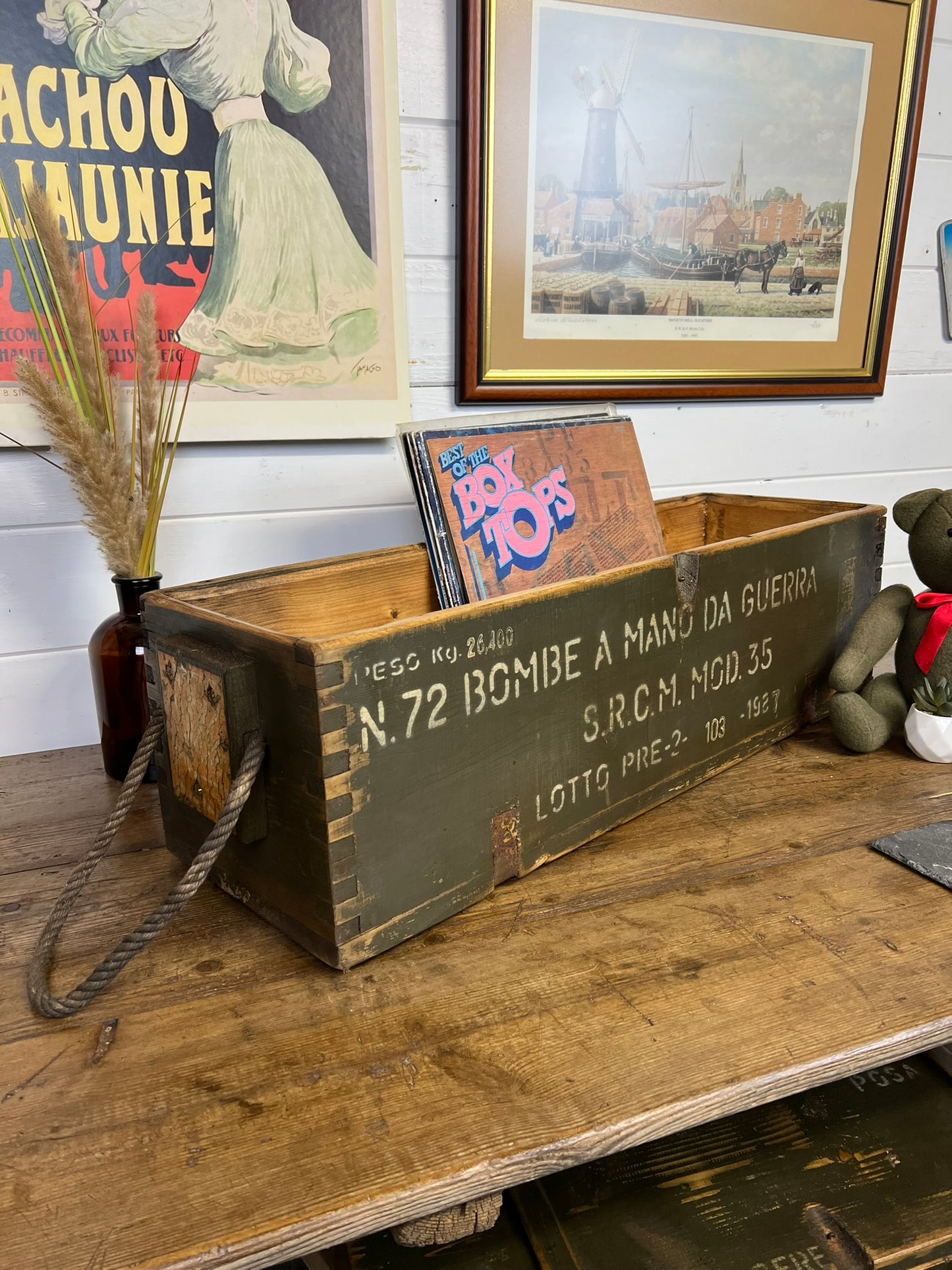Rustic Wooden Ammo Box Reclaimed Vintage 1987 Farmhouse Decor Home Storage Crate