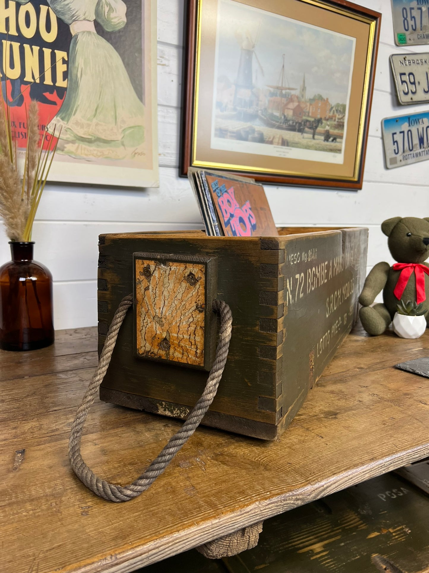 Rustic Wooden Ammo Box Reclaimed Vintage 1987 Farmhouse Decor Home Storage Crate