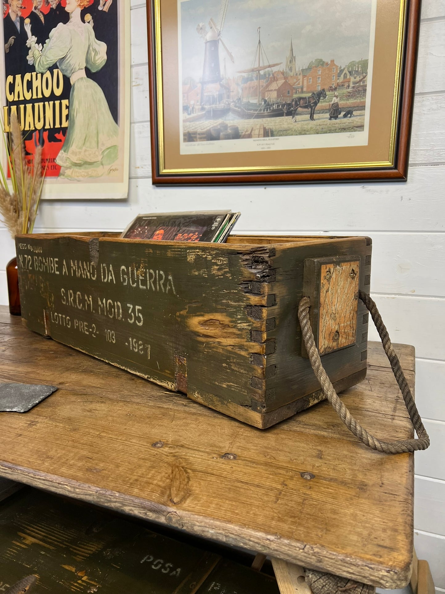 Rustic Wooden Ammo Box Reclaimed Vintage 1987 Farmhouse Decor Home Storage Crate