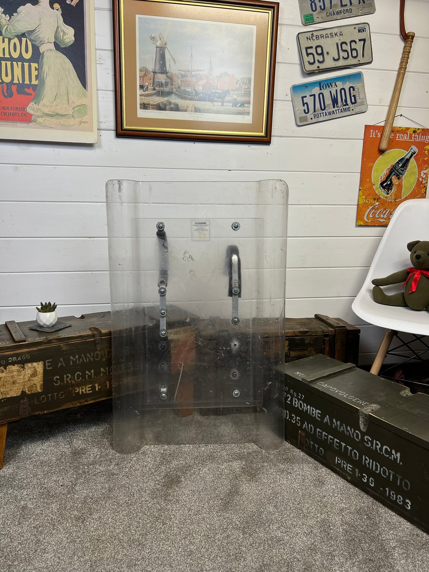 Vintage British Police Riot Shield Wall Art Display Film Prop Collectible