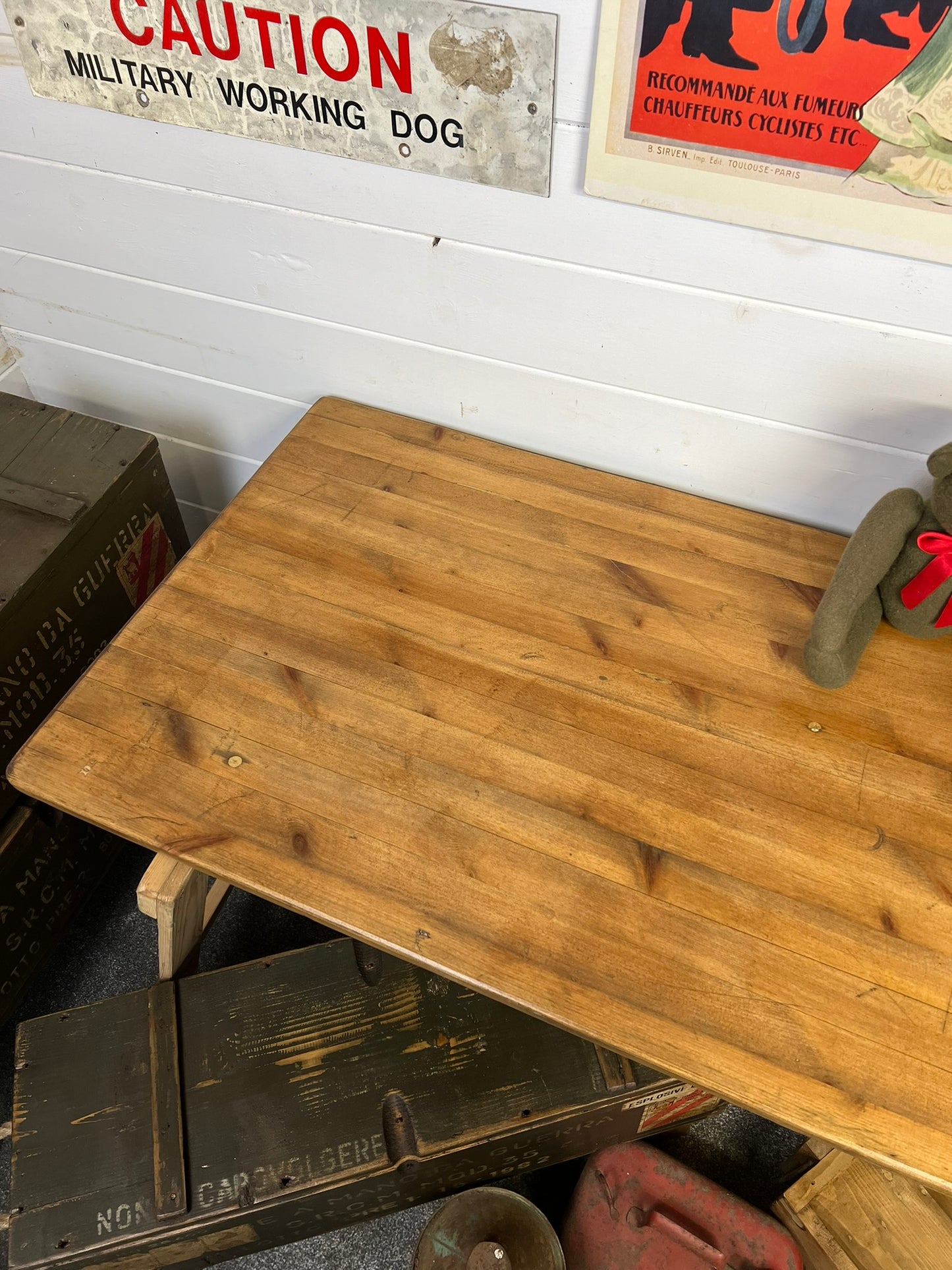 Rustic Industrial Trestle Table Top Wooden Vintage Table Farmhouse Desk Wedding