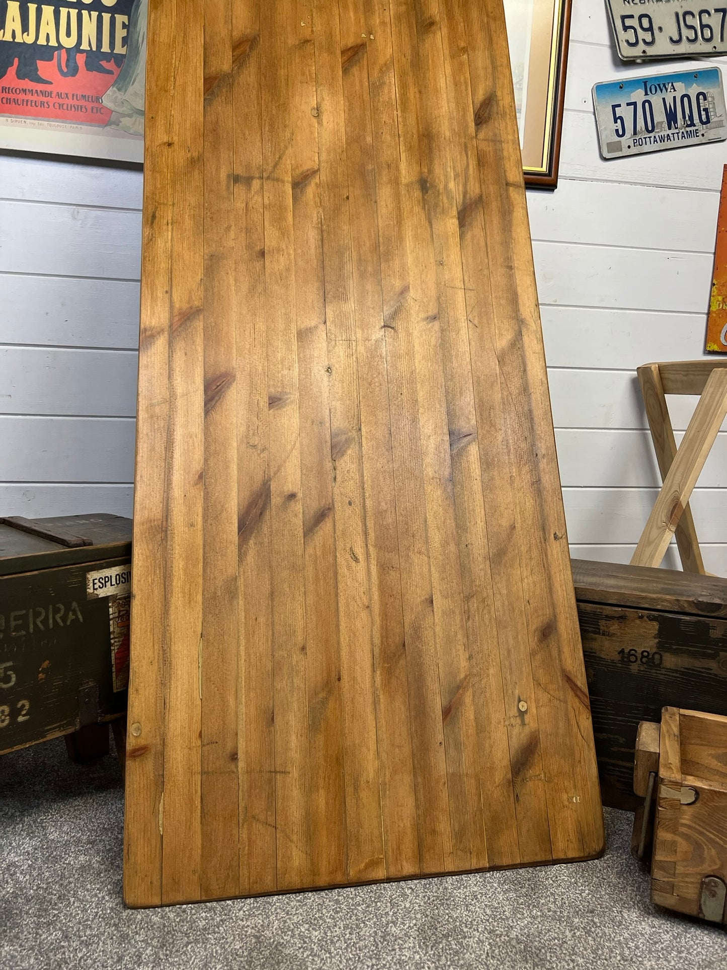 Rustic Industrial Trestle Table Top Wooden Vintage Table Farmhouse Desk Wedding