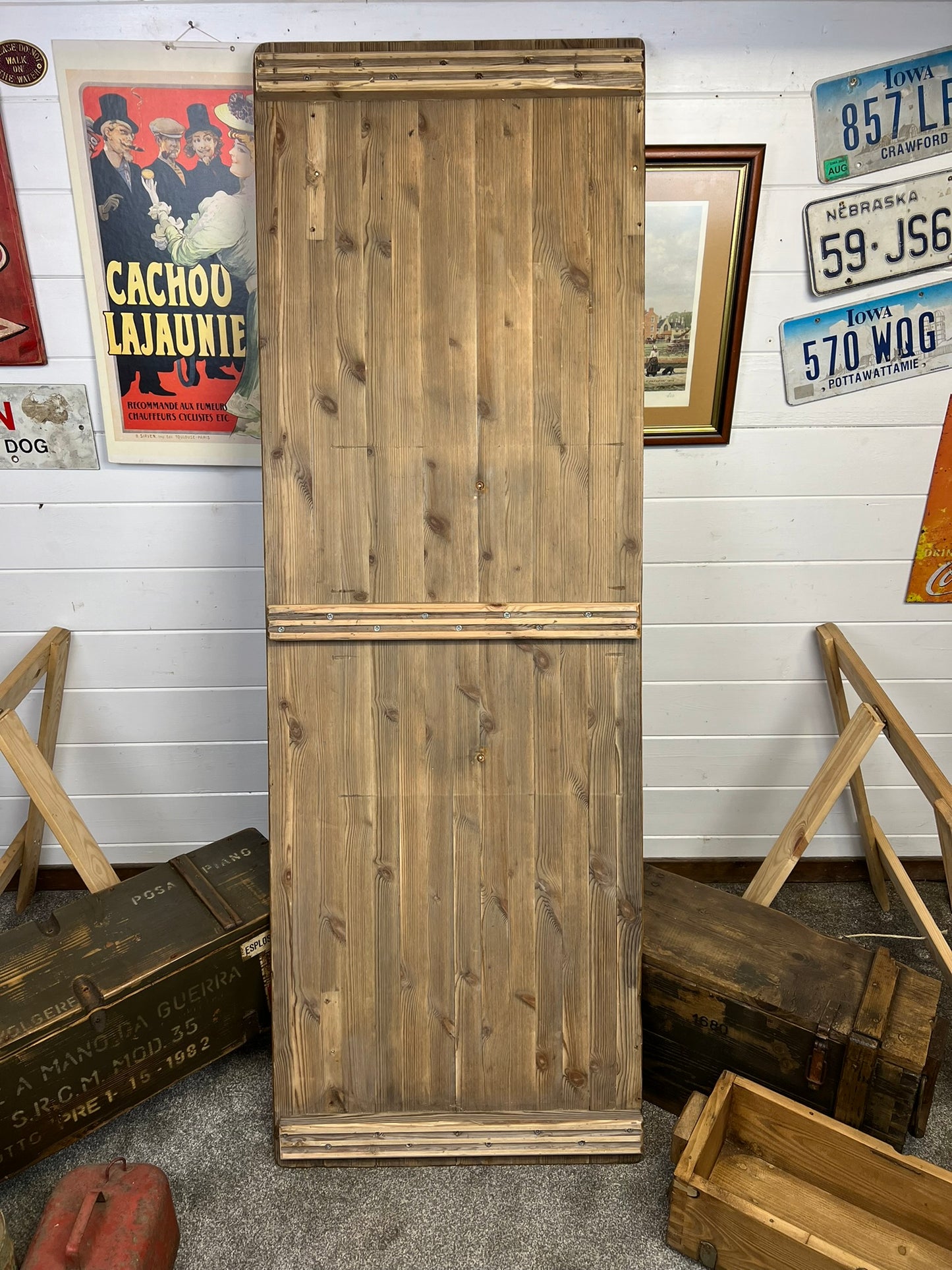 Rustic Industrial Trestle Table Top Wooden Vintage Table Farmhouse Desk Wedding