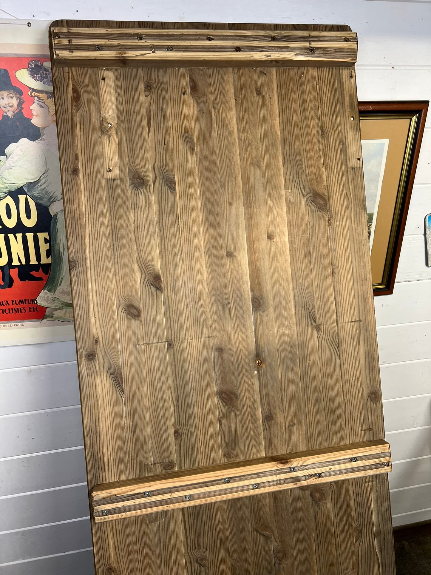 Rustic Industrial Trestle Table Top Wooden Vintage Table Farmhouse Desk Wedding