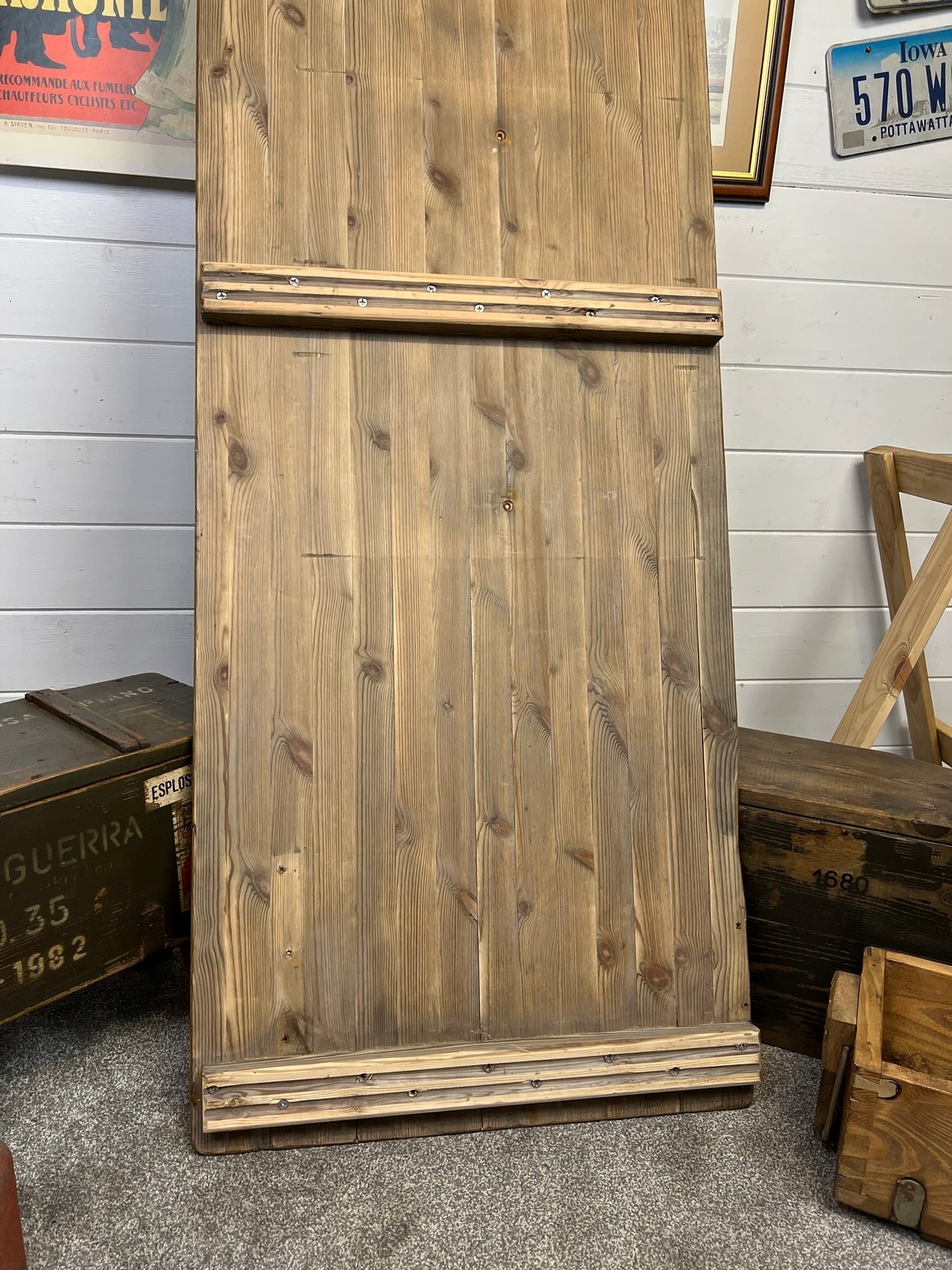 Rustic Industrial Trestle Table Top Wooden Vintage Table Farmhouse Desk Wedding