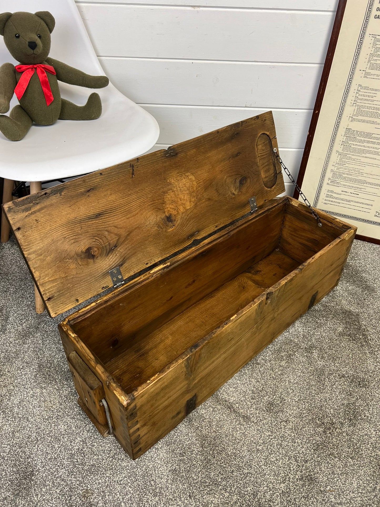 Rustic Wooden Storage Chest Reclaimed Vintage Ammo Box Blanket Toy Box Country Boho Decor