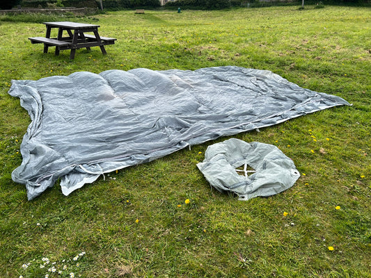 Ex Military Parachute Cut Off & Drogue Chute Photo Prop Army Display Bushcraft Canopy Material