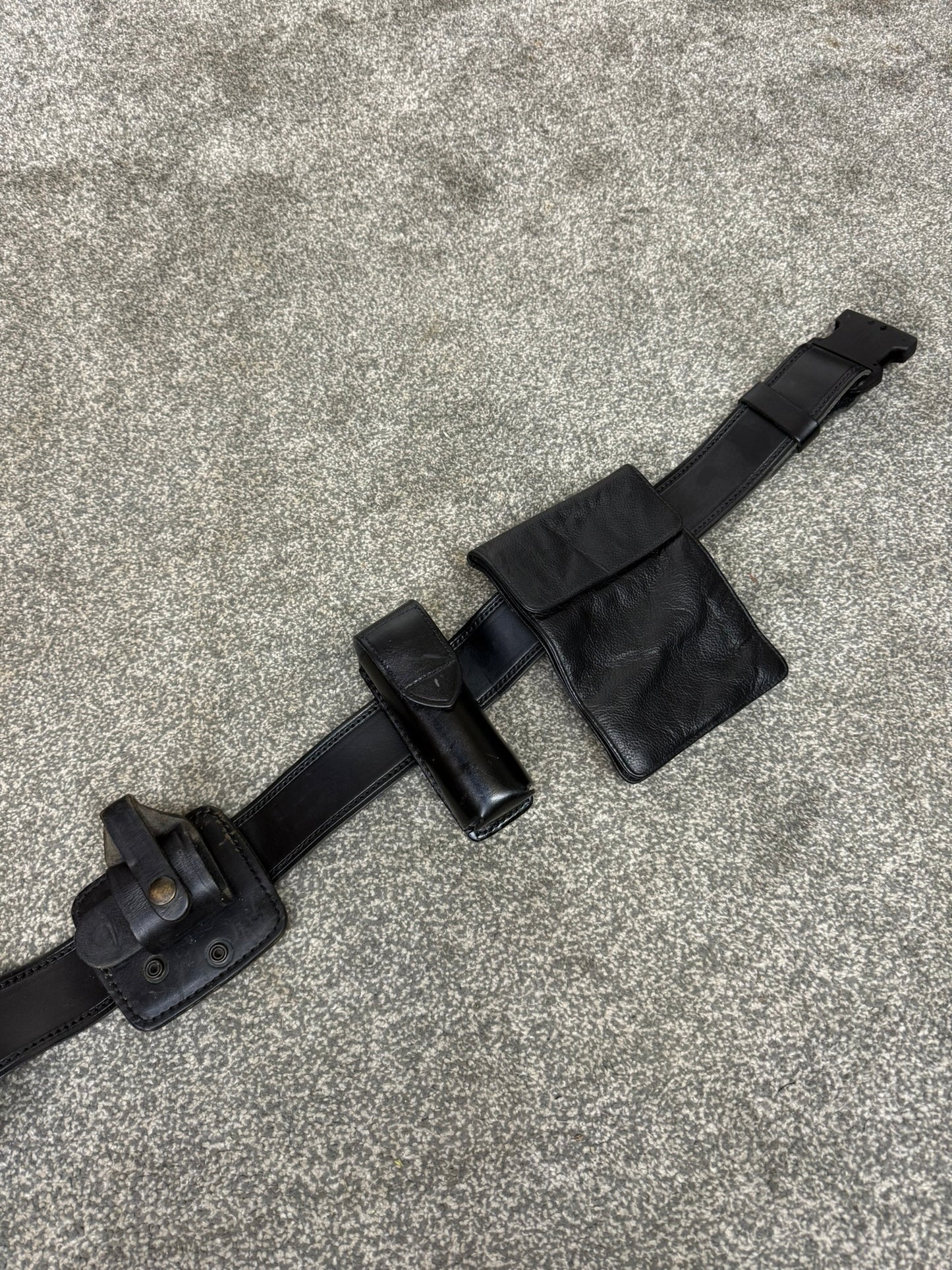 Ex Police Leather Belt & Pouches Fast Strap 39" Waist Security Tool Belt