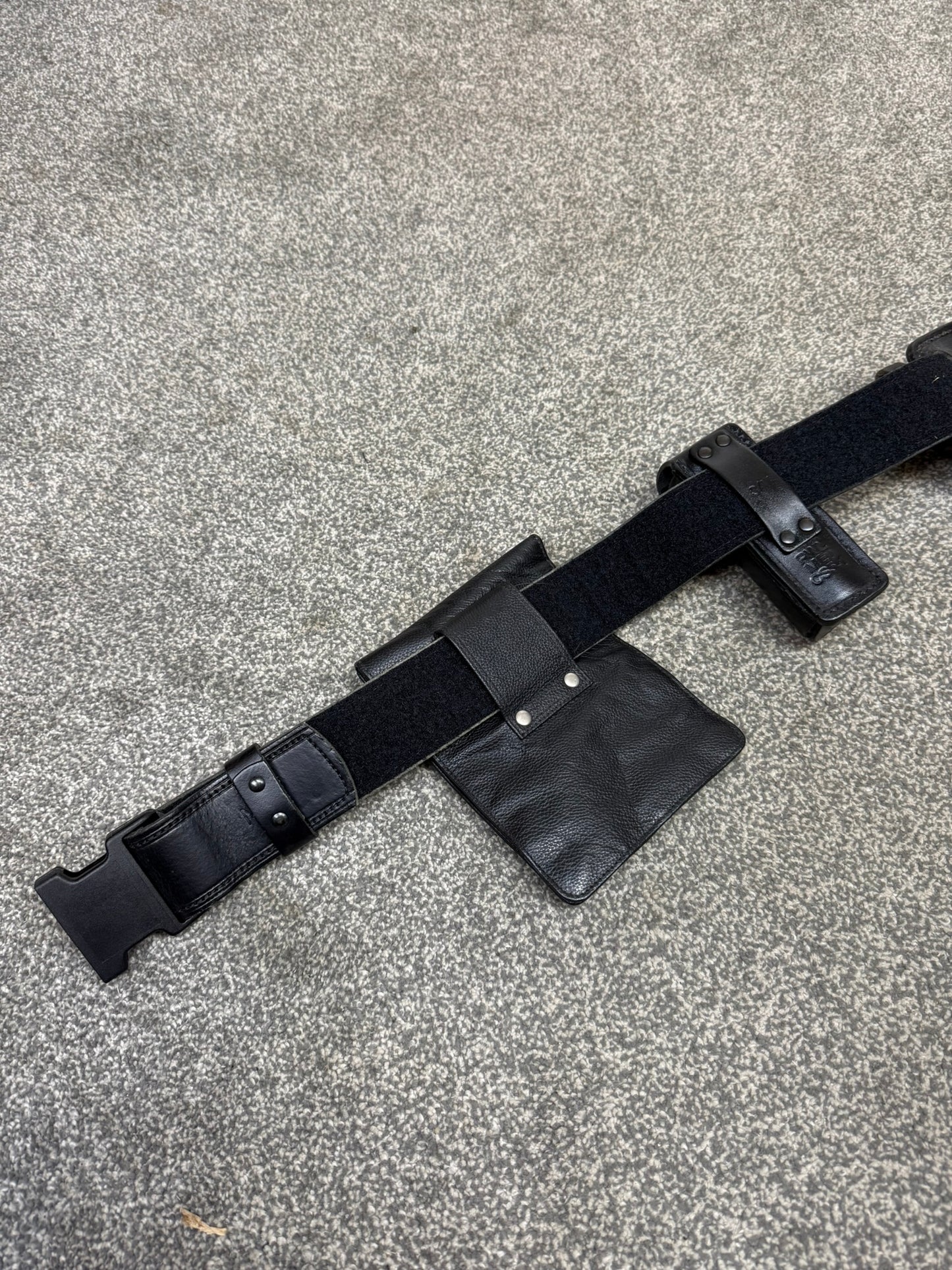 Ex Police Leather Belt & Pouches Fast Strap 39" Waist Security Tool Belt