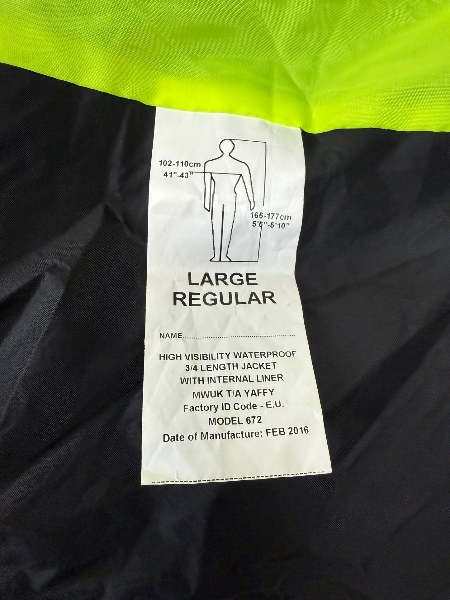 Ex Police Hi Vis Waterproof Coat Jacket LARGE Reflective Security Doorman Recovery