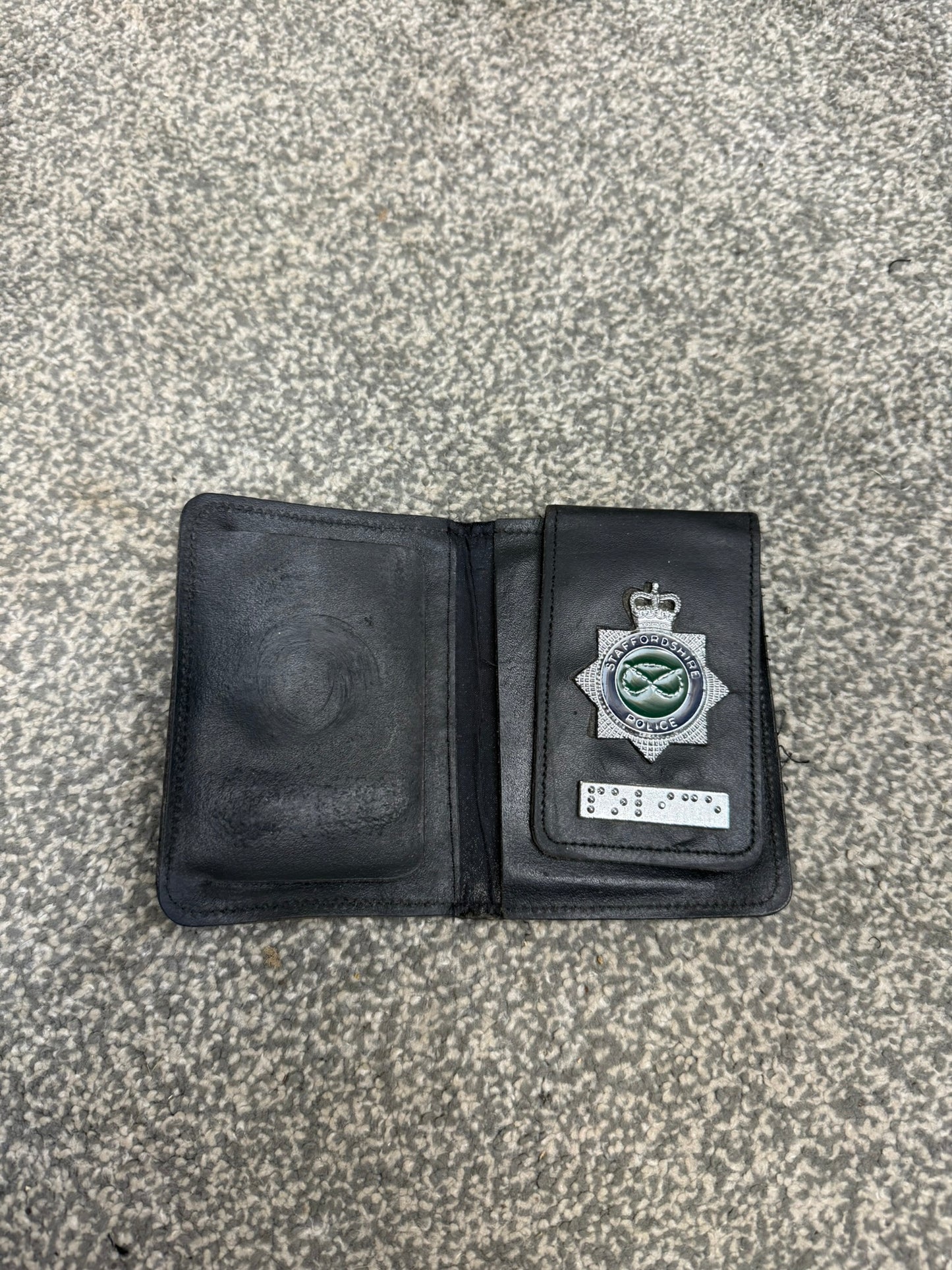 Ex Staffordshire Police Warrant Wallet & Enamel Badge Collectible Memorabilia