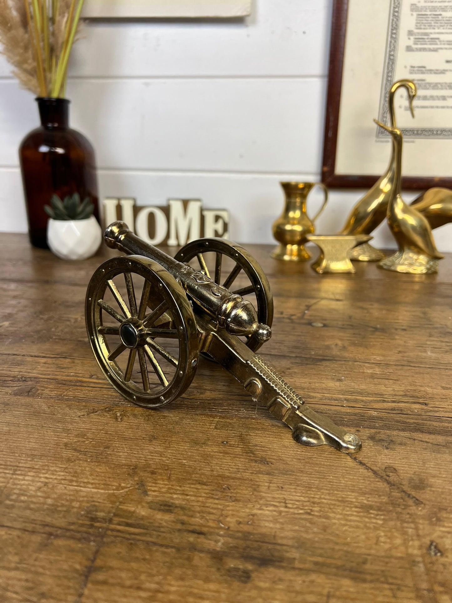 Vintage Brass Cannon King George Vintage Rustic Farmhouse Decor Desk Ornament