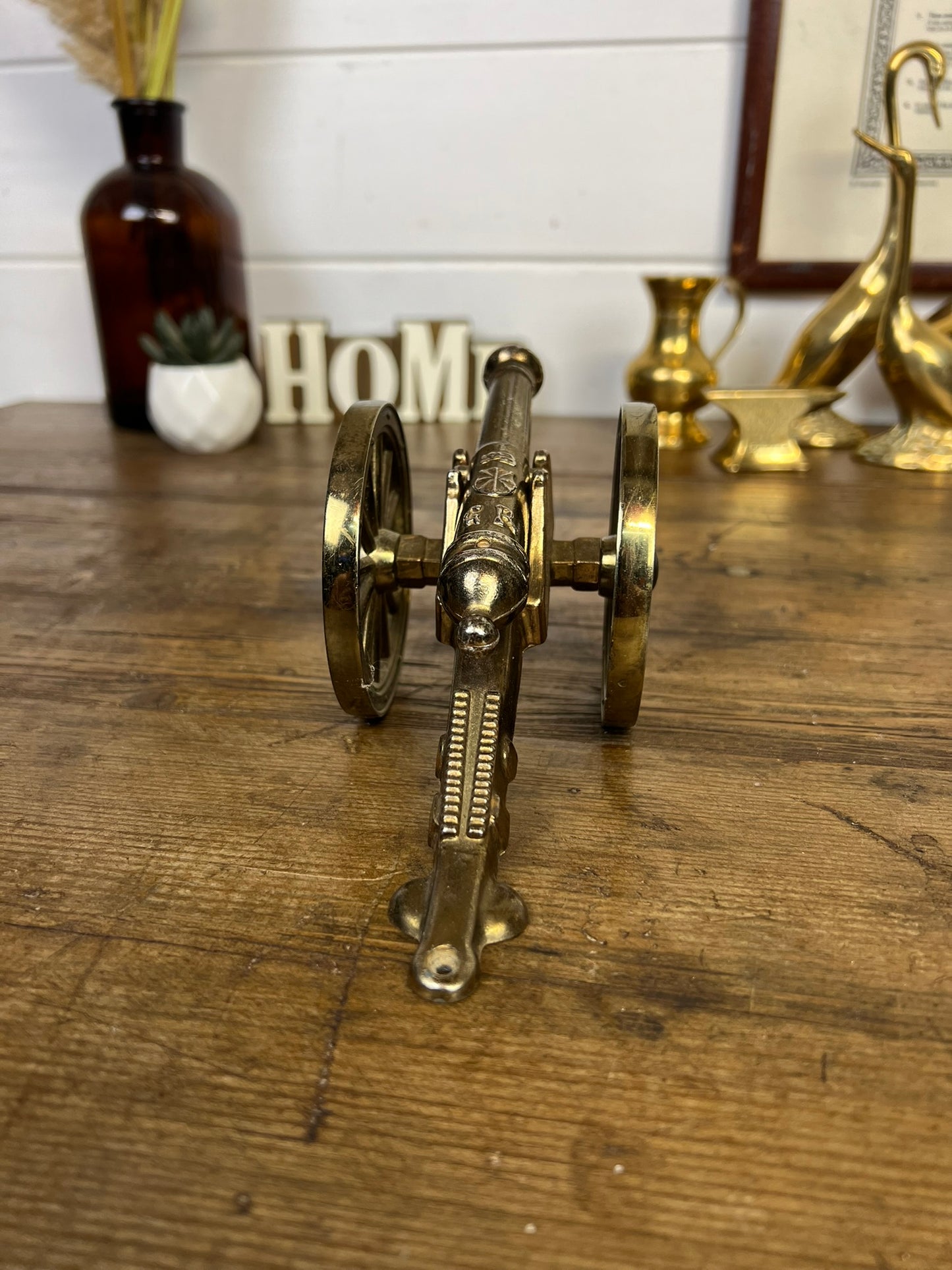 Vintage Brass Cannon King George Vintage Rustic Farmhouse Decor Desk Ornament