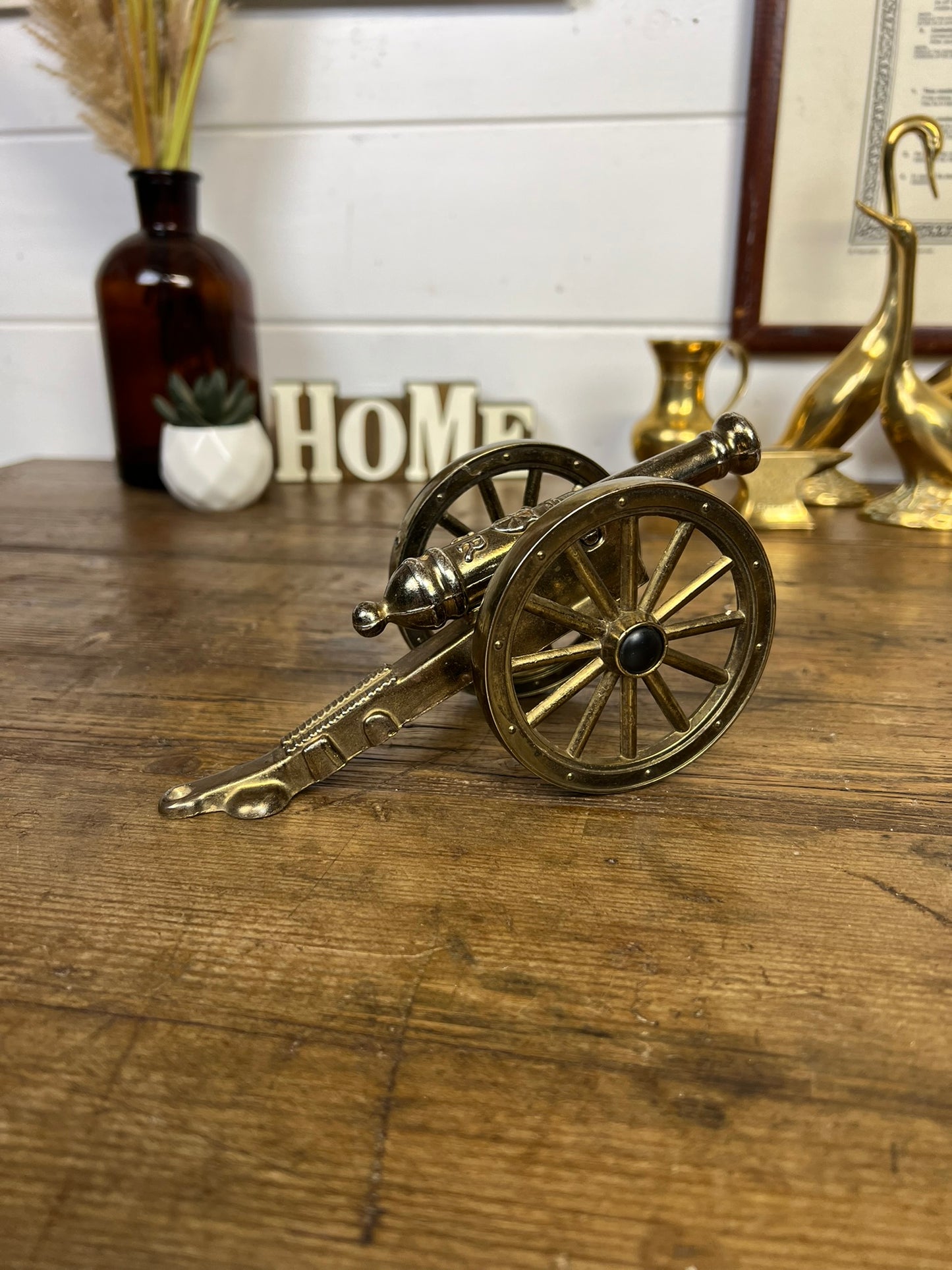 Vintage Brass Cannon King George Vintage Rustic Farmhouse Decor Desk Ornament