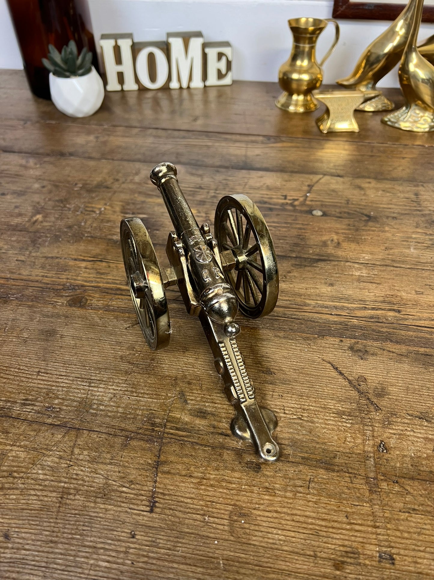 Vintage Brass Cannon King George Vintage Rustic Farmhouse Decor Desk Ornament