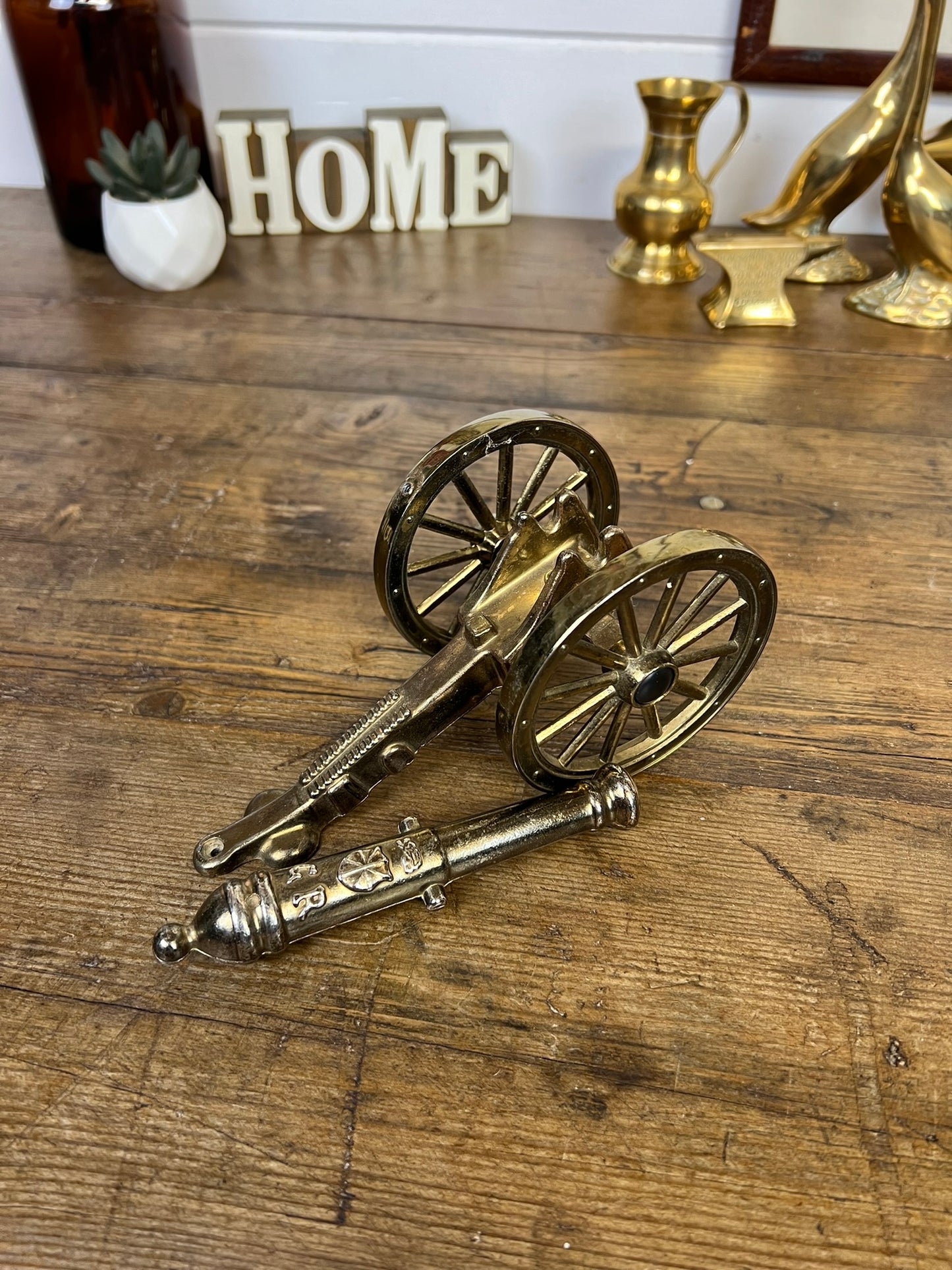 Vintage Brass Cannon King George Vintage Rustic Farmhouse Decor Desk Ornament