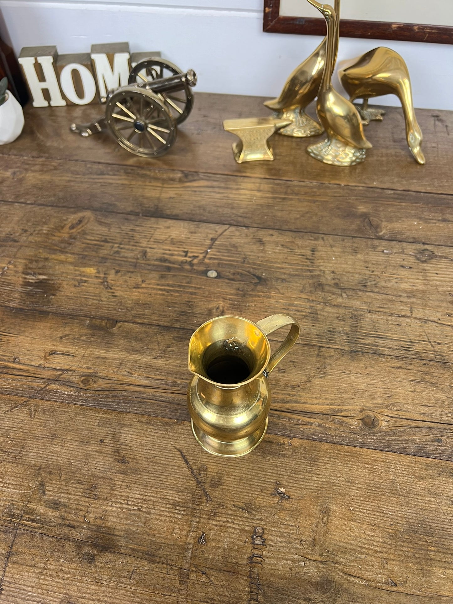 Vintage Brass Jug With Handle 60's Mid Century Modern Decor