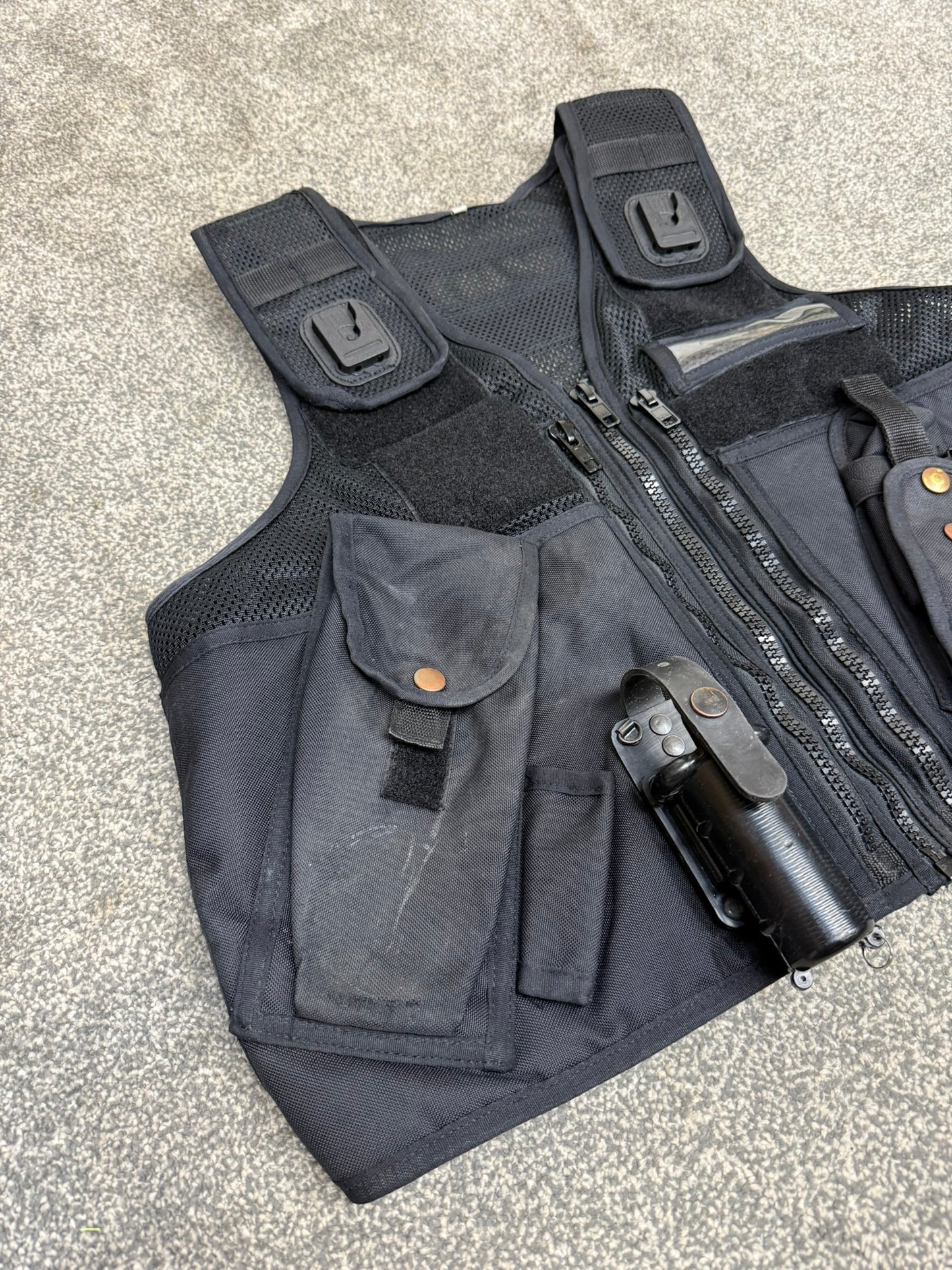 Ex Police Black Arktis Tactical Utility Vest & Pouches Security Airsoft - Large