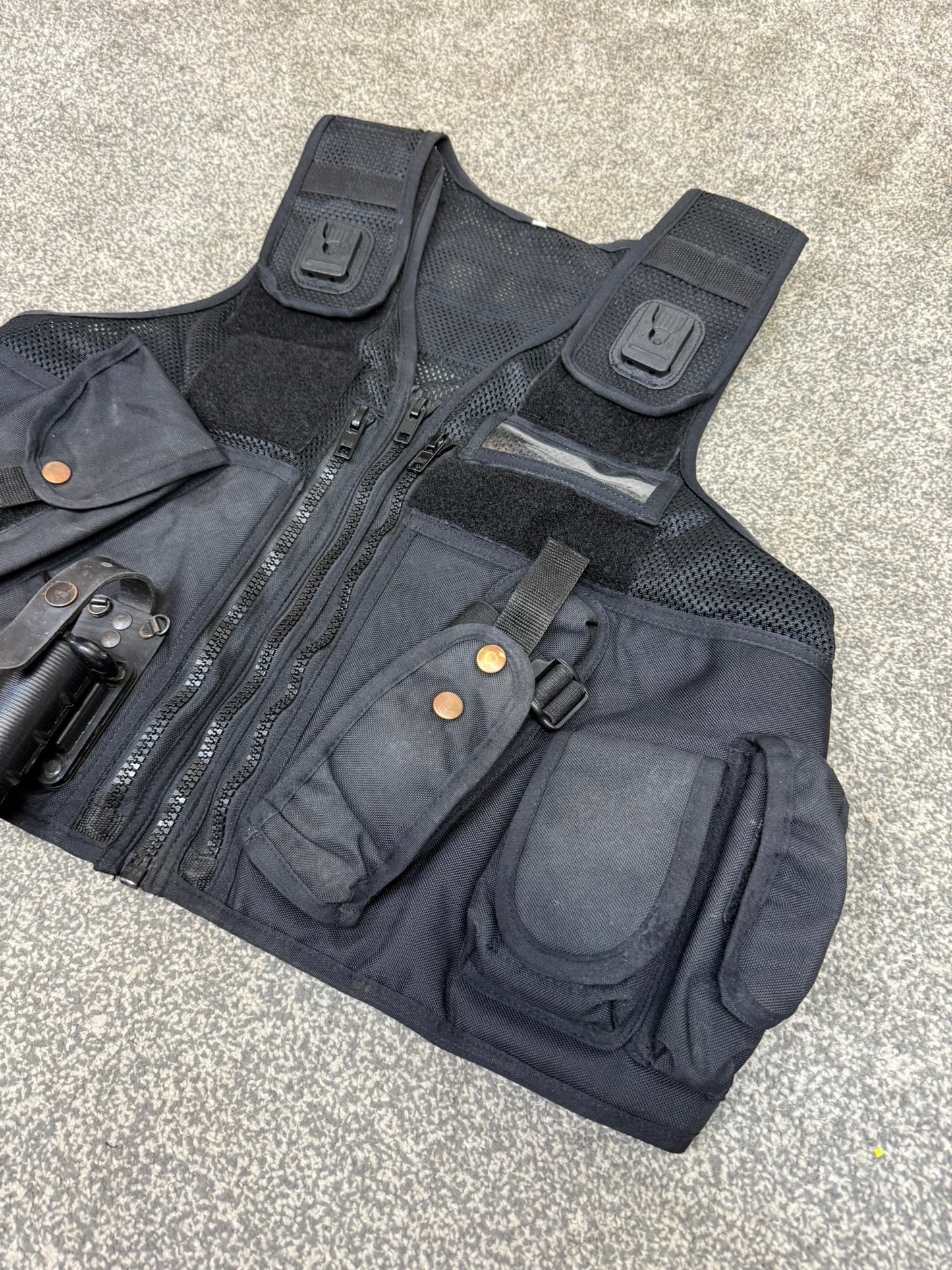 Ex Police Black Arktis Tactical Utility Vest & Pouches Security Airsoft - Large