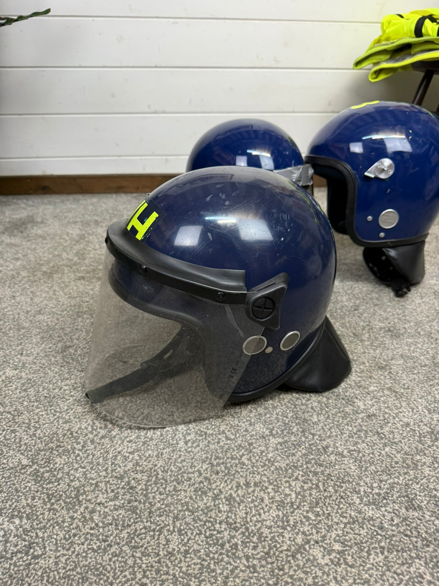 3x Ex Police Riot Helmet Job Lot Spares / Repair Film TV Prop Paintball Airsoft