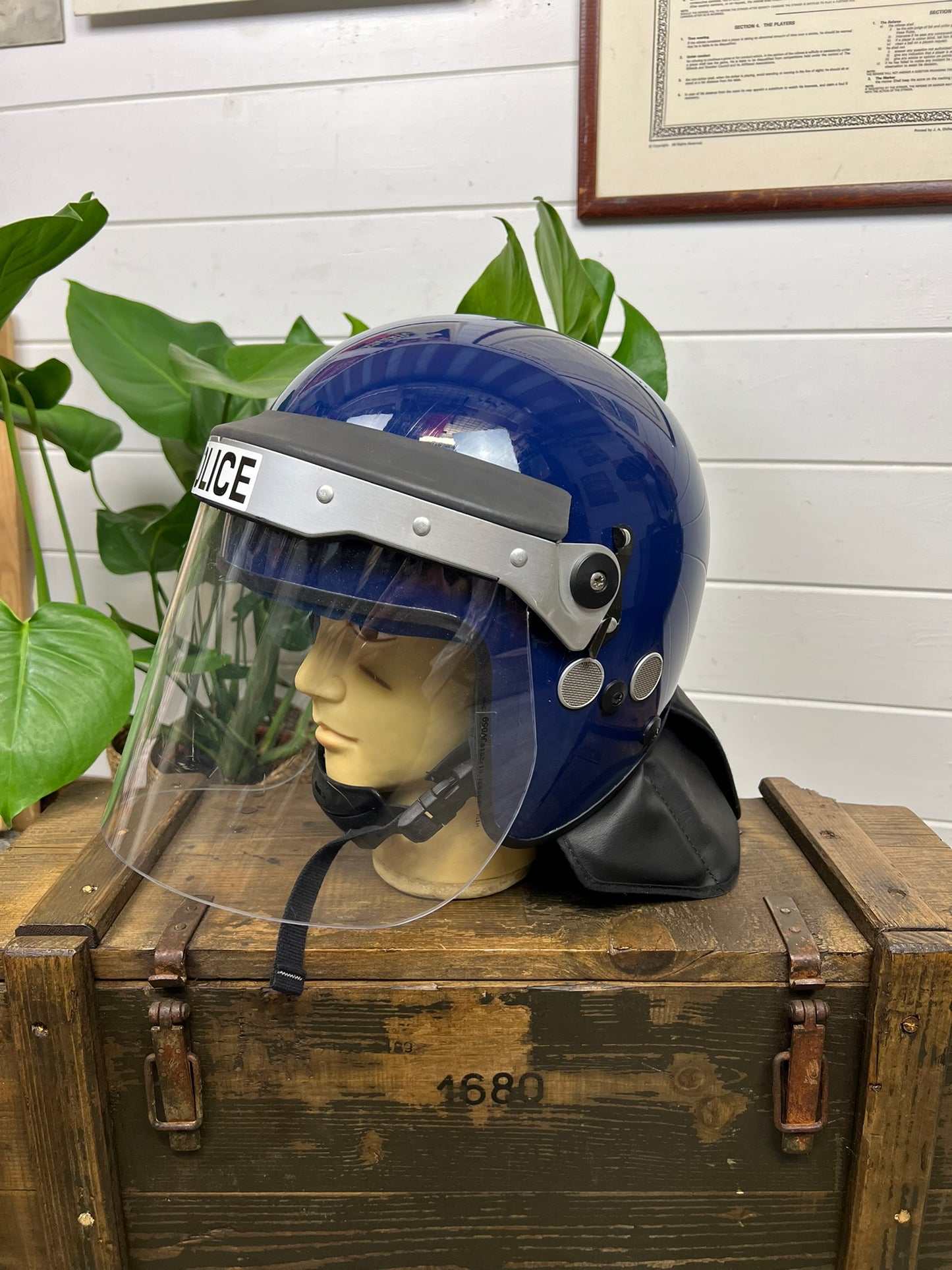 Genuine Ex Police Riot Helmet Obsolete Public Order Protection LARGE Security Film Prop Display