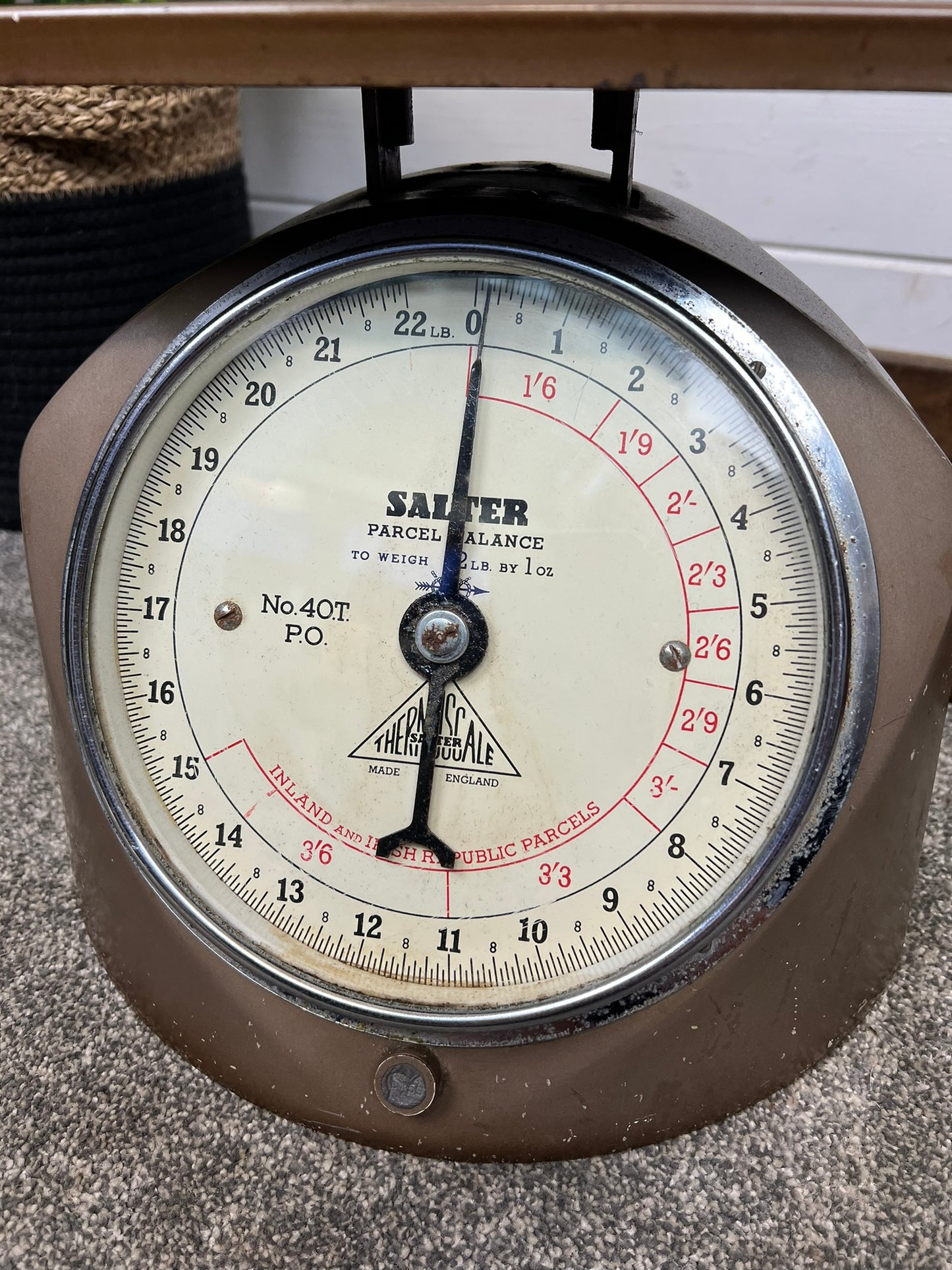 Vintage Salter Post Office Parcel Scales No.40T Irish & Inland Republic Retro Rustic Farmhouse Decor