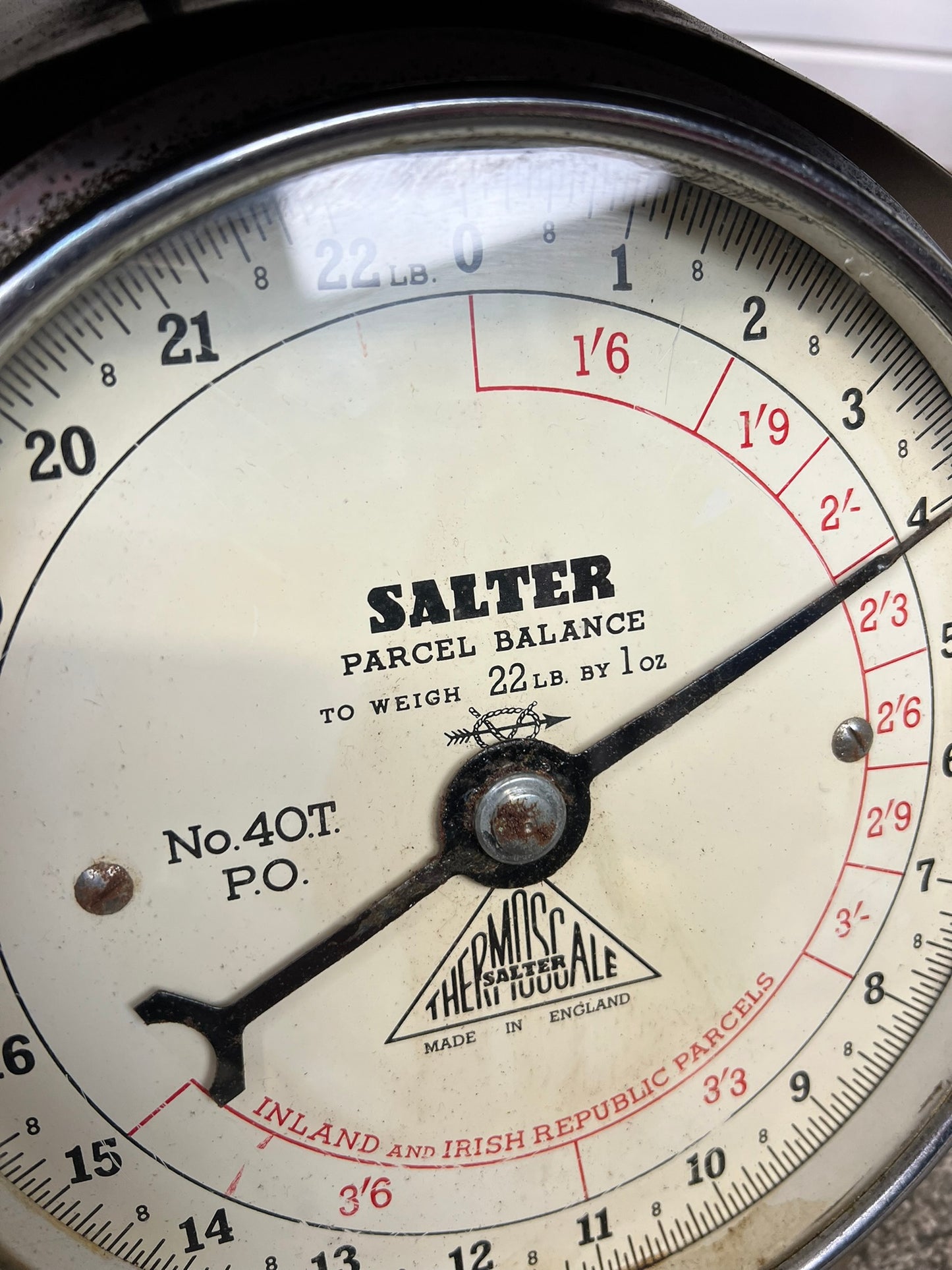 Vintage Salter Post Office Parcel Scales No.40T Irish & Inland Republic Retro Rustic Farmhouse Decor