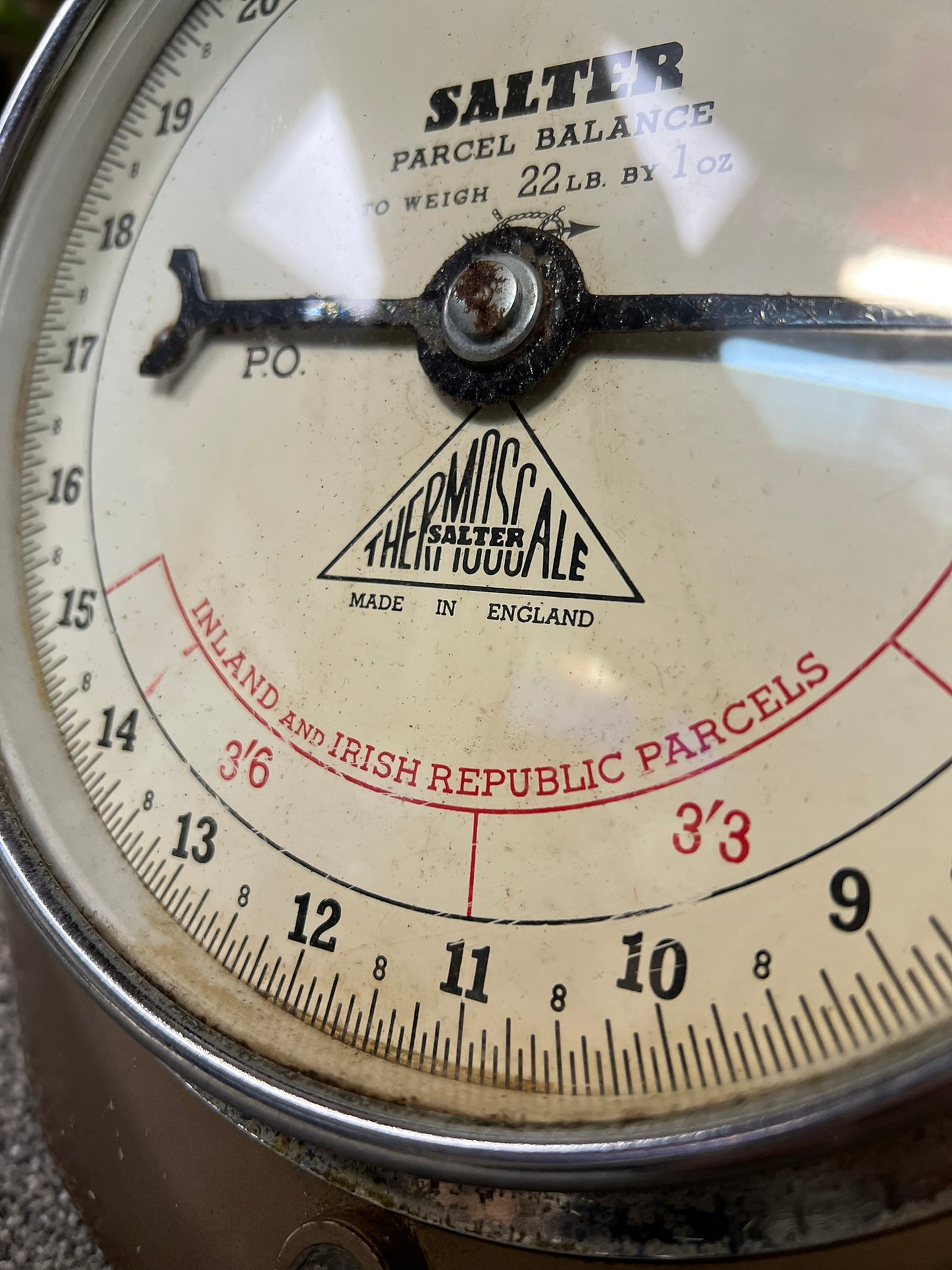 Vintage Salter Post Office Parcel Scales No.40T Irish & Inland Republic Retro Rustic Farmhouse Decor