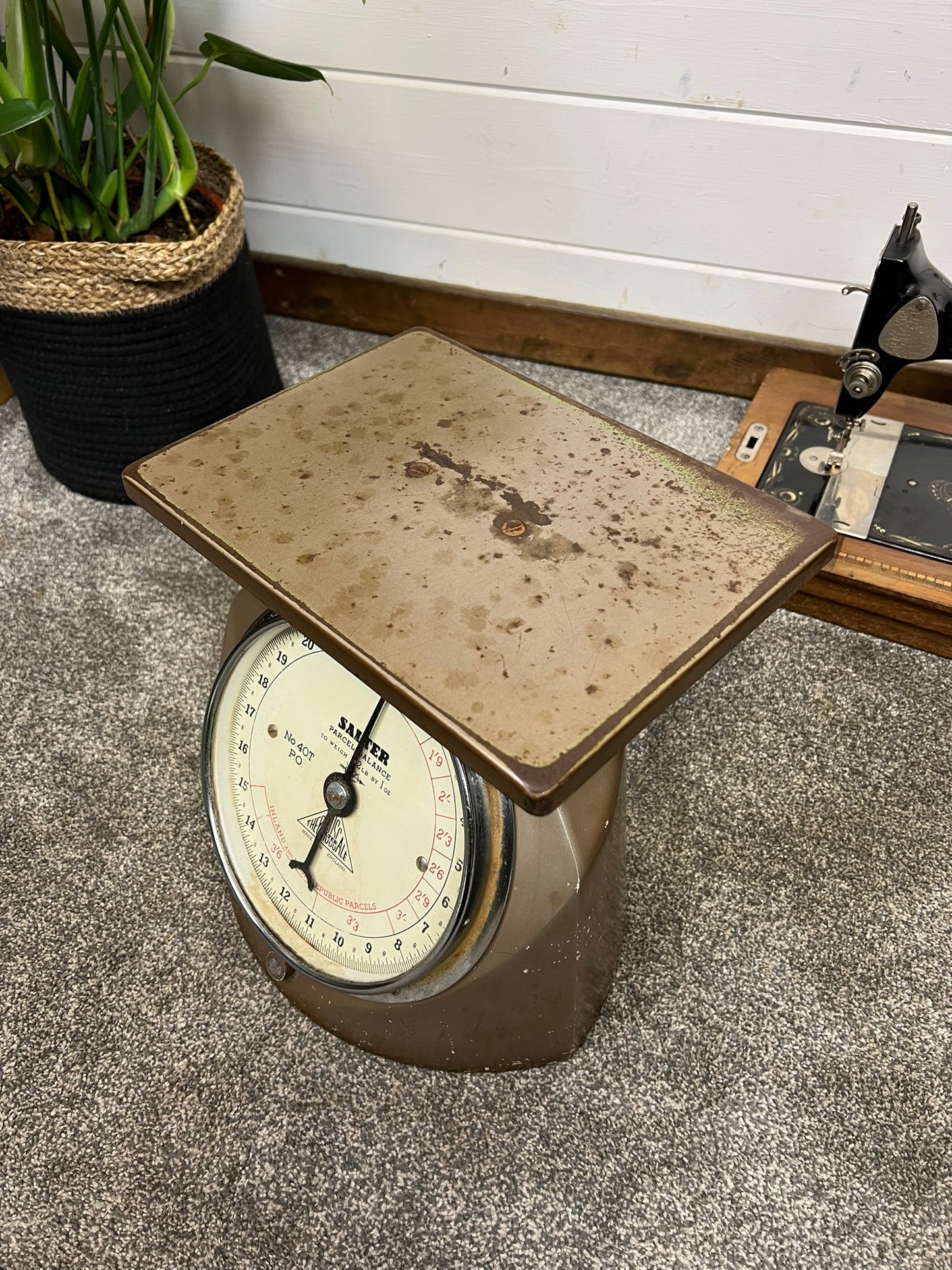 Vintage Salter Post Office Parcel Scales No.40T Irish & Inland Republic Retro Rustic Farmhouse Decor
