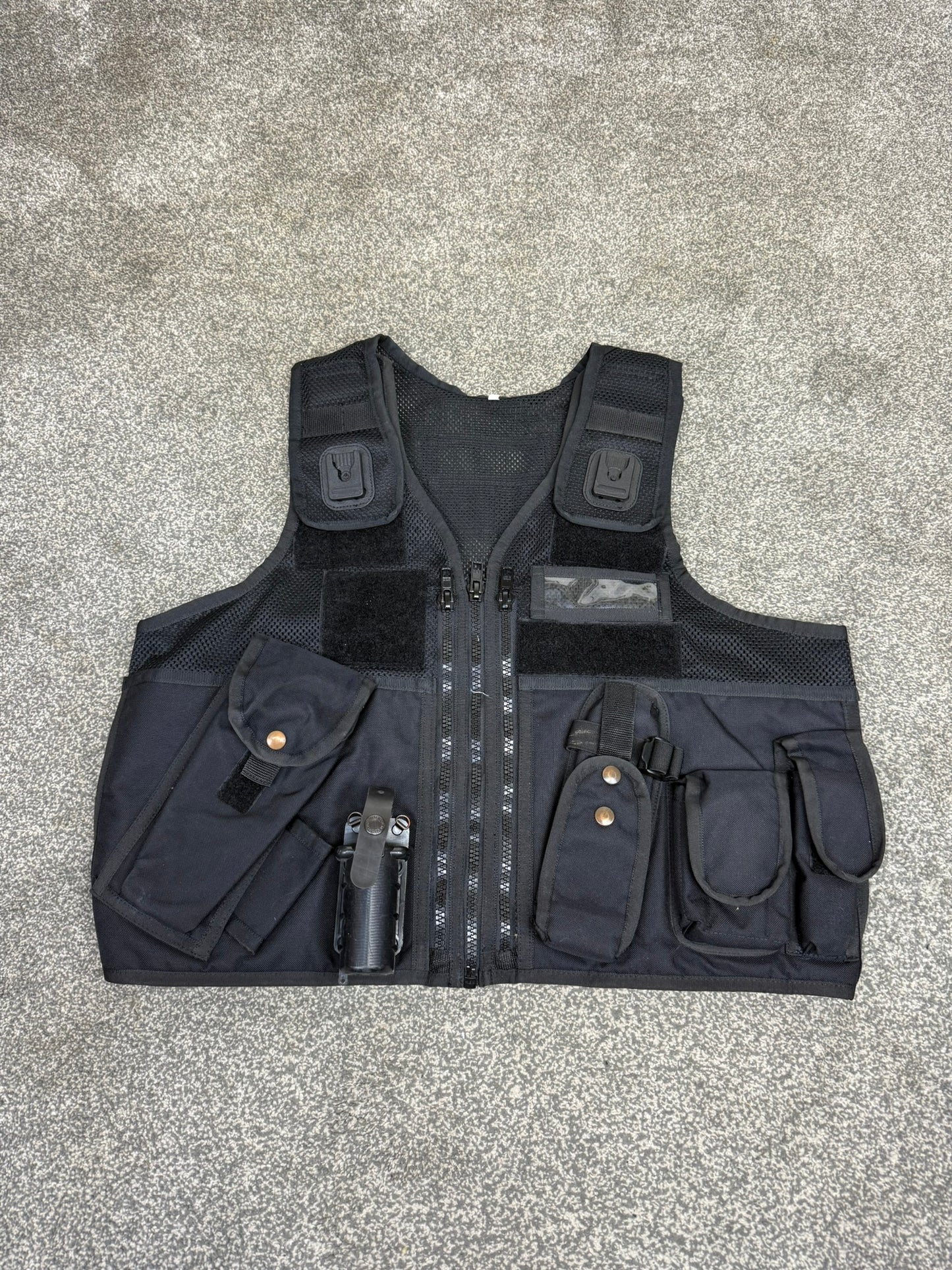 Ex Police Arktis Black Tactical Utility Vest & Pouches Security Airsoft - Large