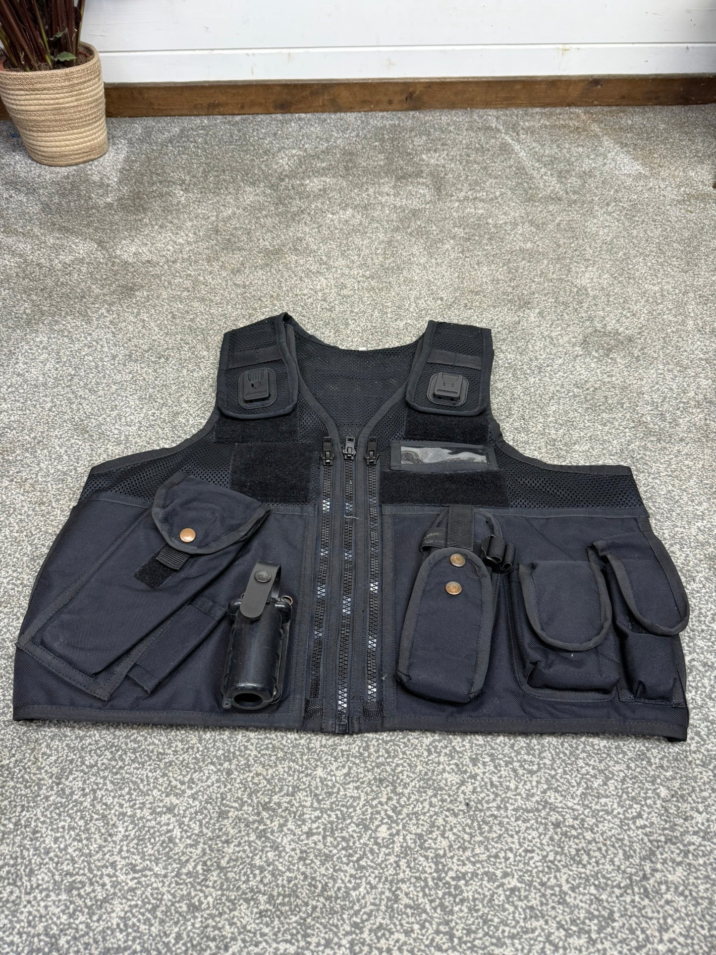 Ex Police Arktis Black Tactical Utility Vest & Pouches Security Airsoft - Large